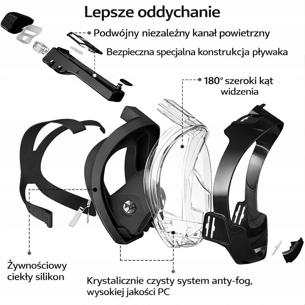 FULL FACE SNORKELING MASK FOR WATER L/XL Brand PEYTECH