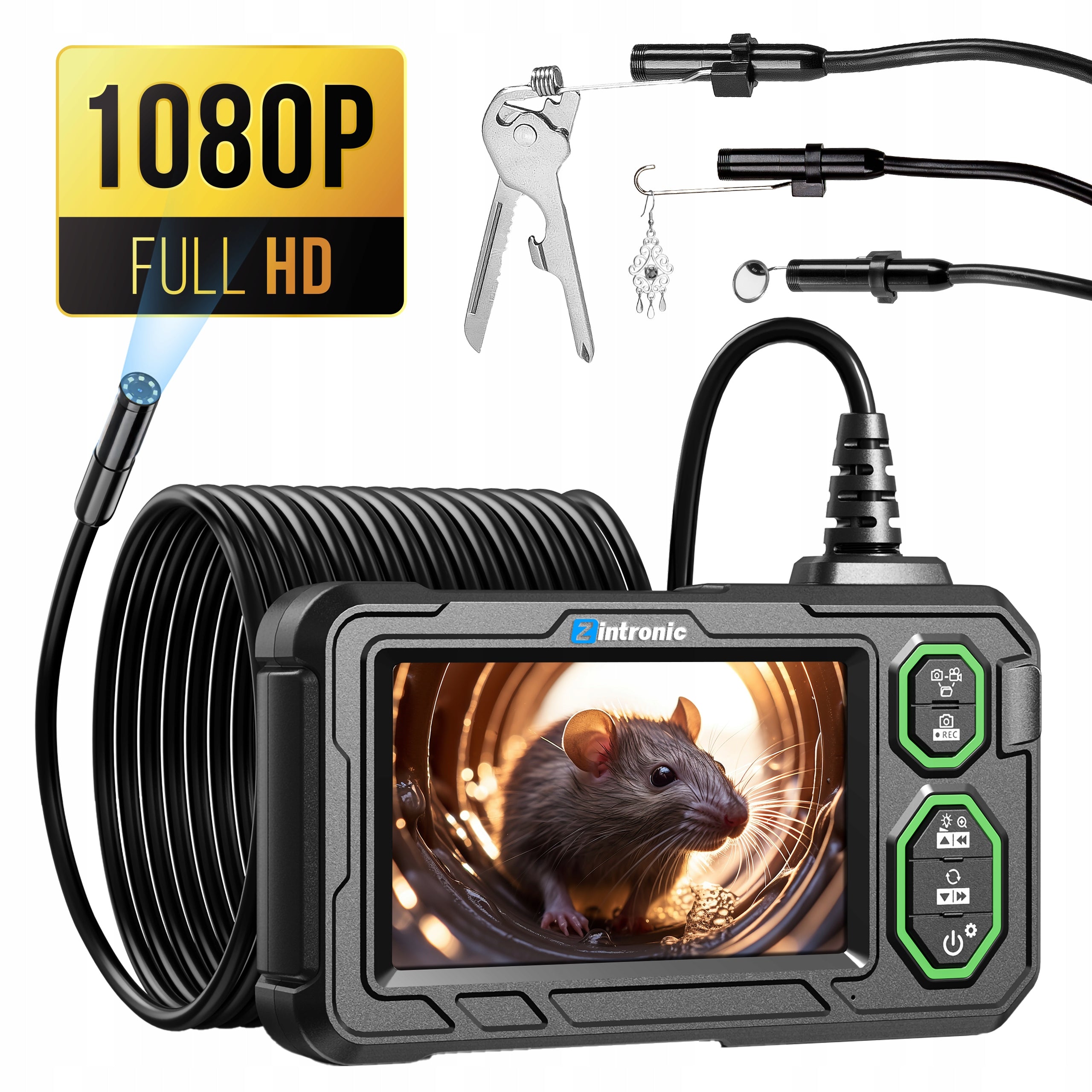 FULL HD INSPECTION ENDOSCOPE CAMERA 5M SCREEN 4.3" LED -- RECORDING --