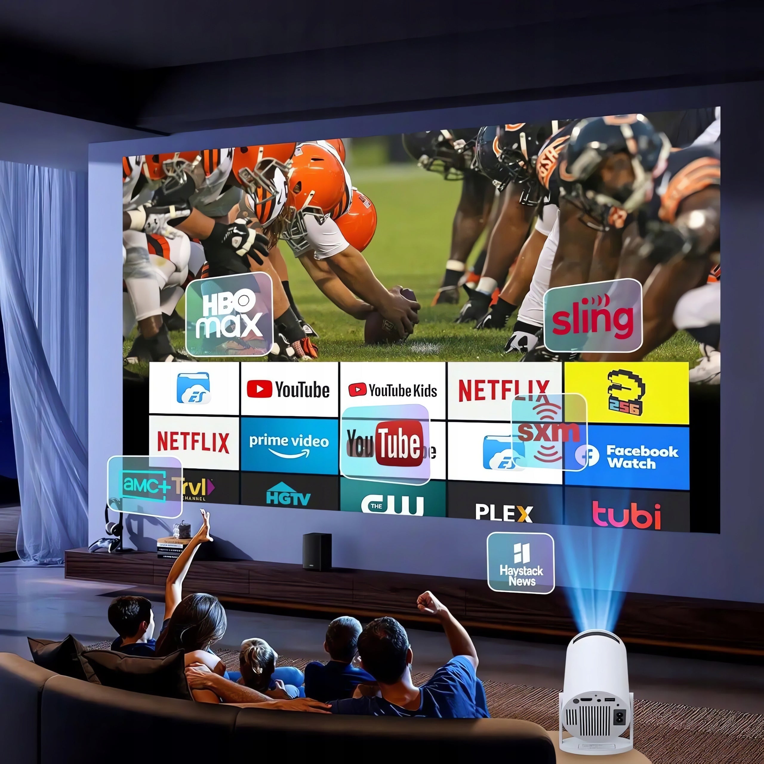 FULL HD LED PROJECTOR ANDROID PORTABLE WIFI6 BLUETOOTH + HDMI 2M FREEBIE Color gray