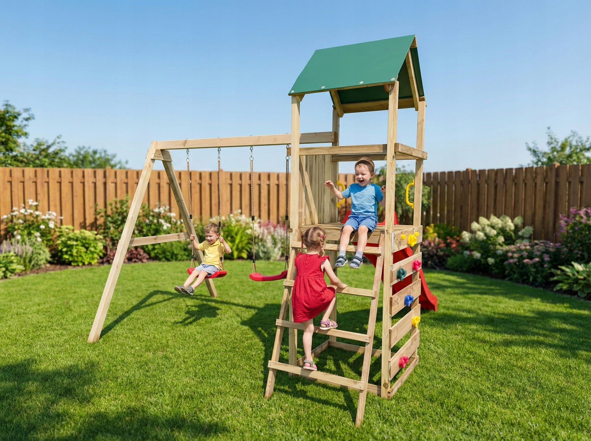 FUNGOO SQUARE TOYS WOODEN GARDEN MAXPLAY 2.1 SWING X2 COTTAGE Packaging status original