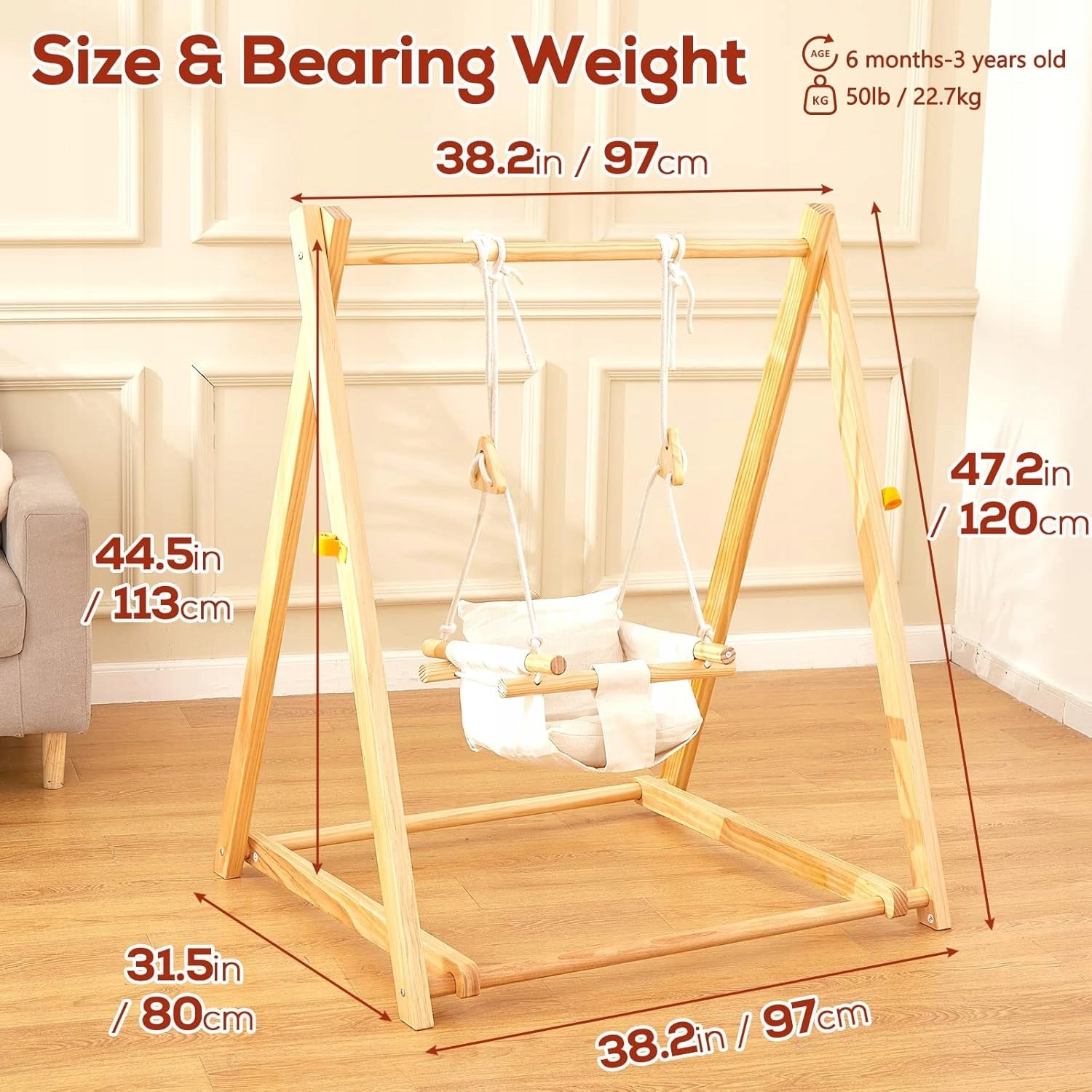FUNLIO Wooden Swing Set for Toddlers 6-36 Months Brand no brand