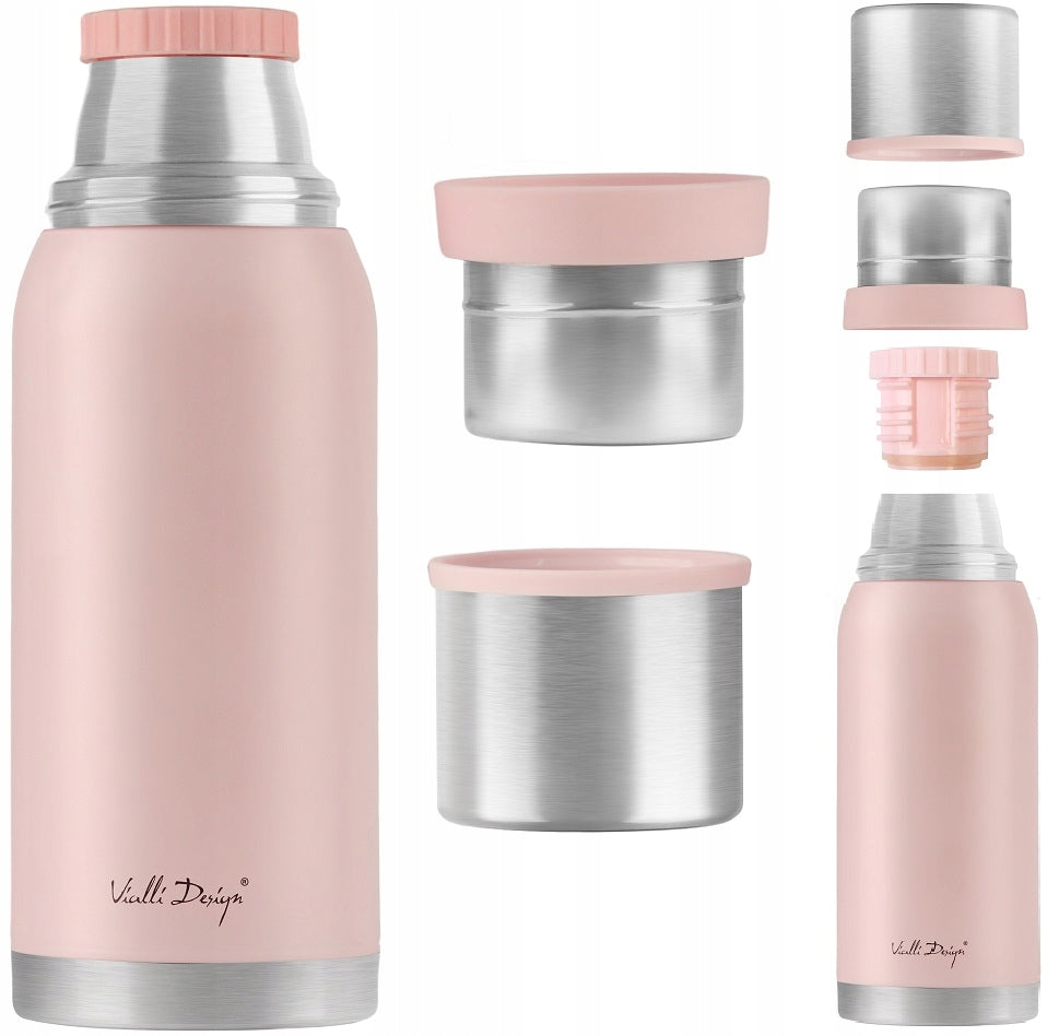 FUORI THERMOS STEEL VACUUM TRAVEL COFFEE TEA CUPS 1L