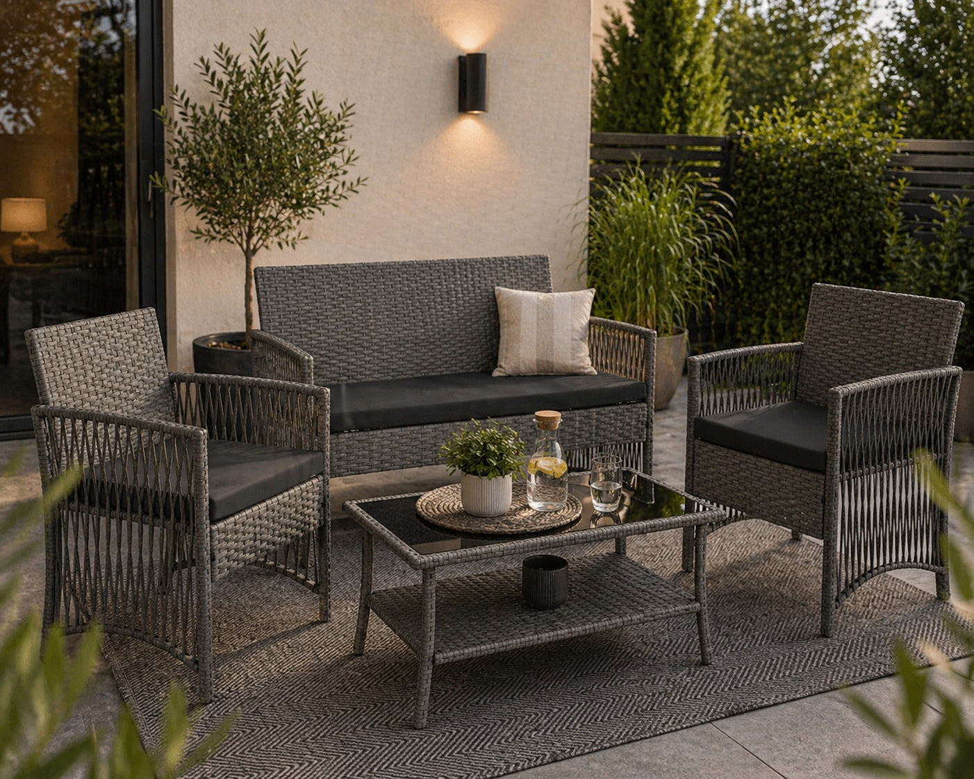 FURNIFY | GARDEN FURNITURE SET | TECHNORATTAN FURNITURE SOFA 2xFOTEL TABLE Packaging status original