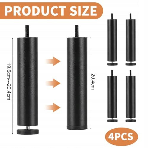 FURNITURE FEET ALUMINUM ADJUSTABLE BLACK 20 CM THREAD M8 4 PCS. steel Manufacturer code SWC5908151654217