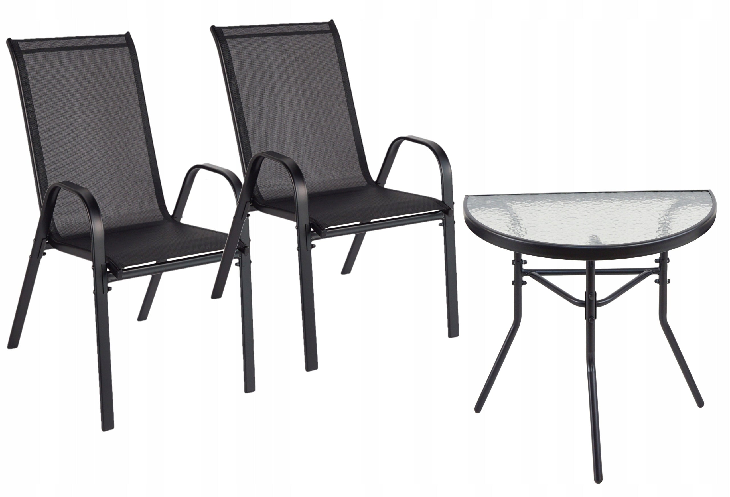 FURNITURE FOR BALCONY TABLE +2 CHAIRS GARDEN SET FURNITURE SET BLACK
