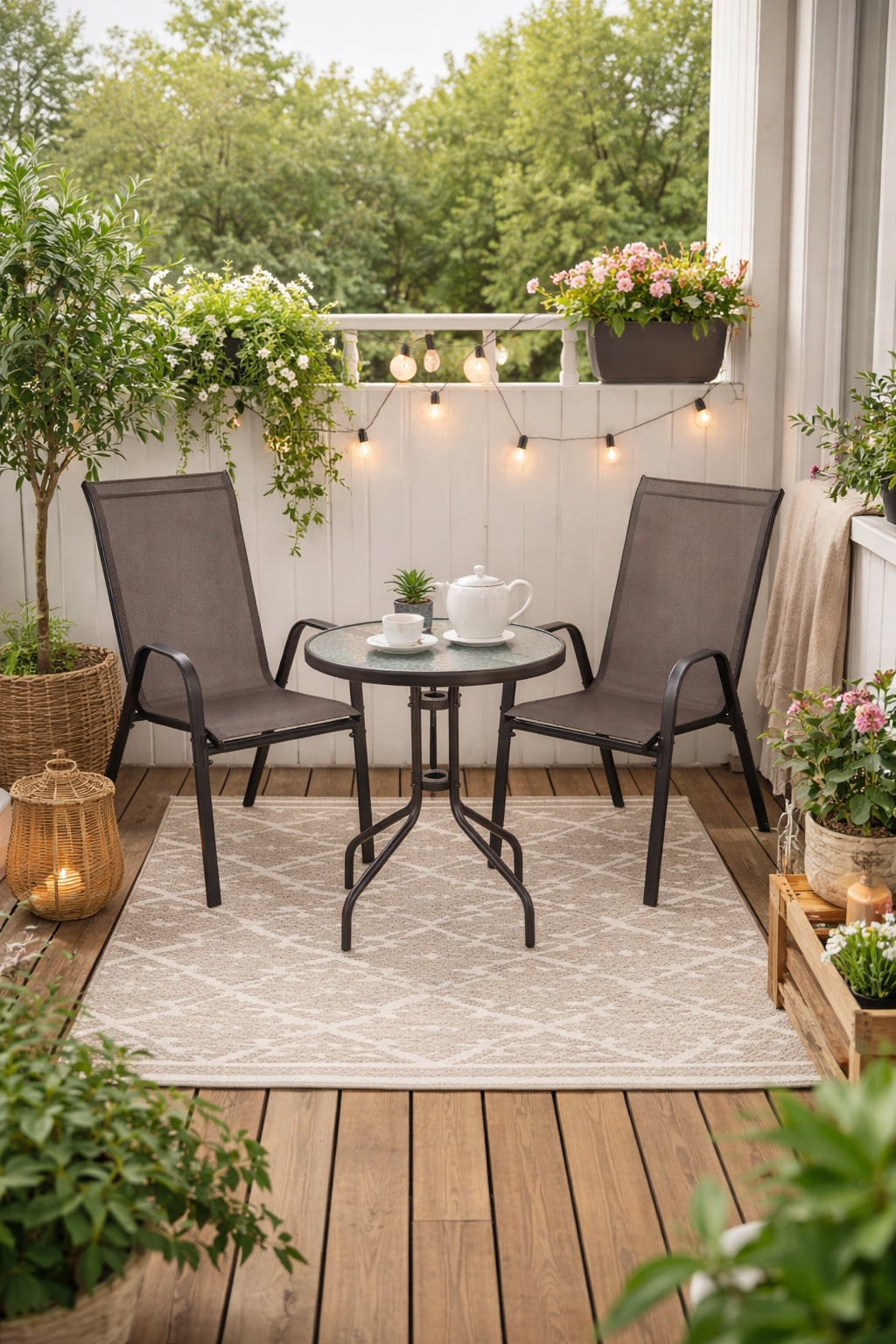 FURNITURE FOR BALCONY TABLE +2 CHAIRS GARDEN SET FURNITURE SET GREY Packaging status original