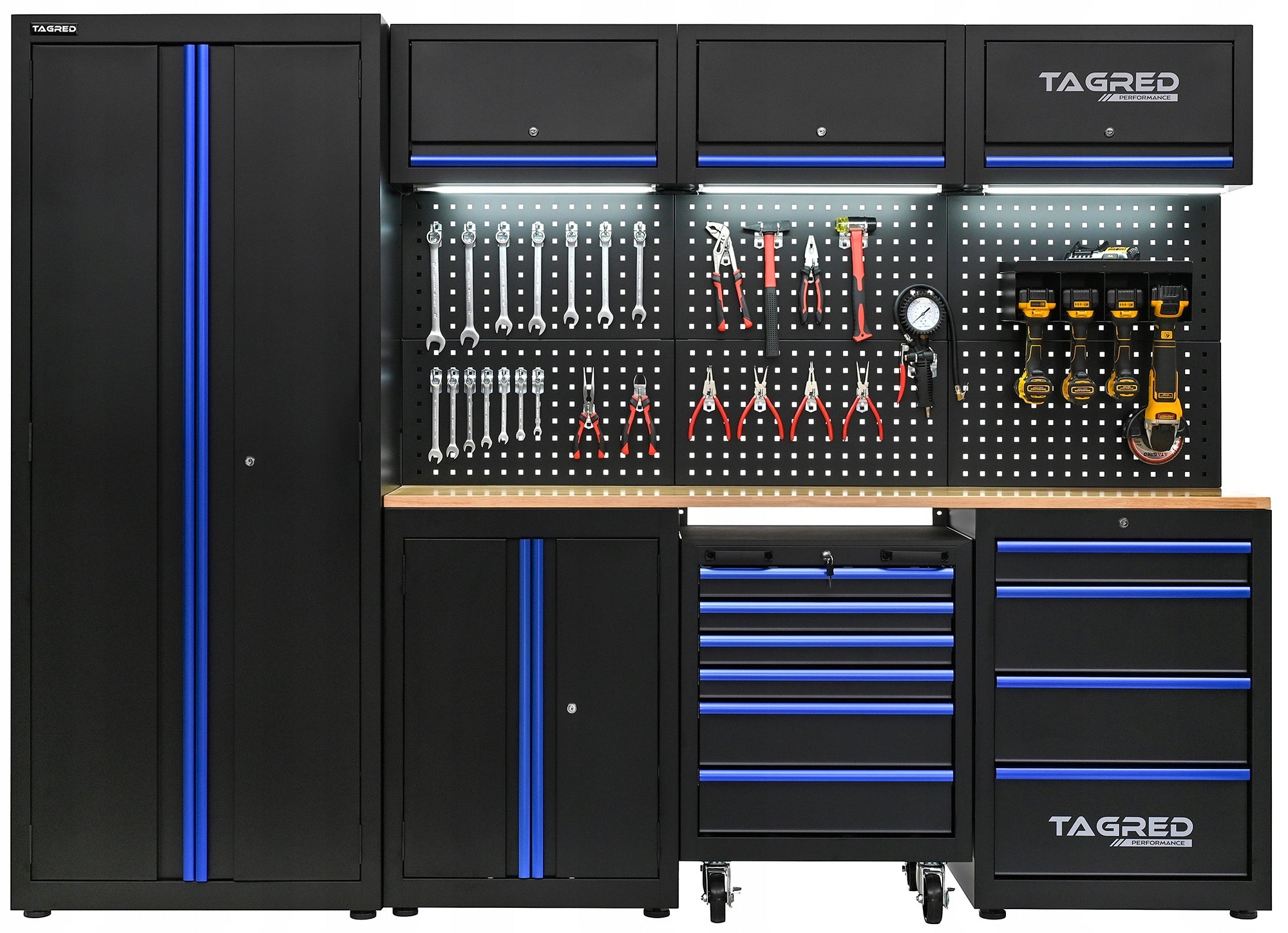 FURNITURE FOR WORKSHOP, GARAGE 8 MODULES, LED TOOL CABINET + SET Brand Tagred