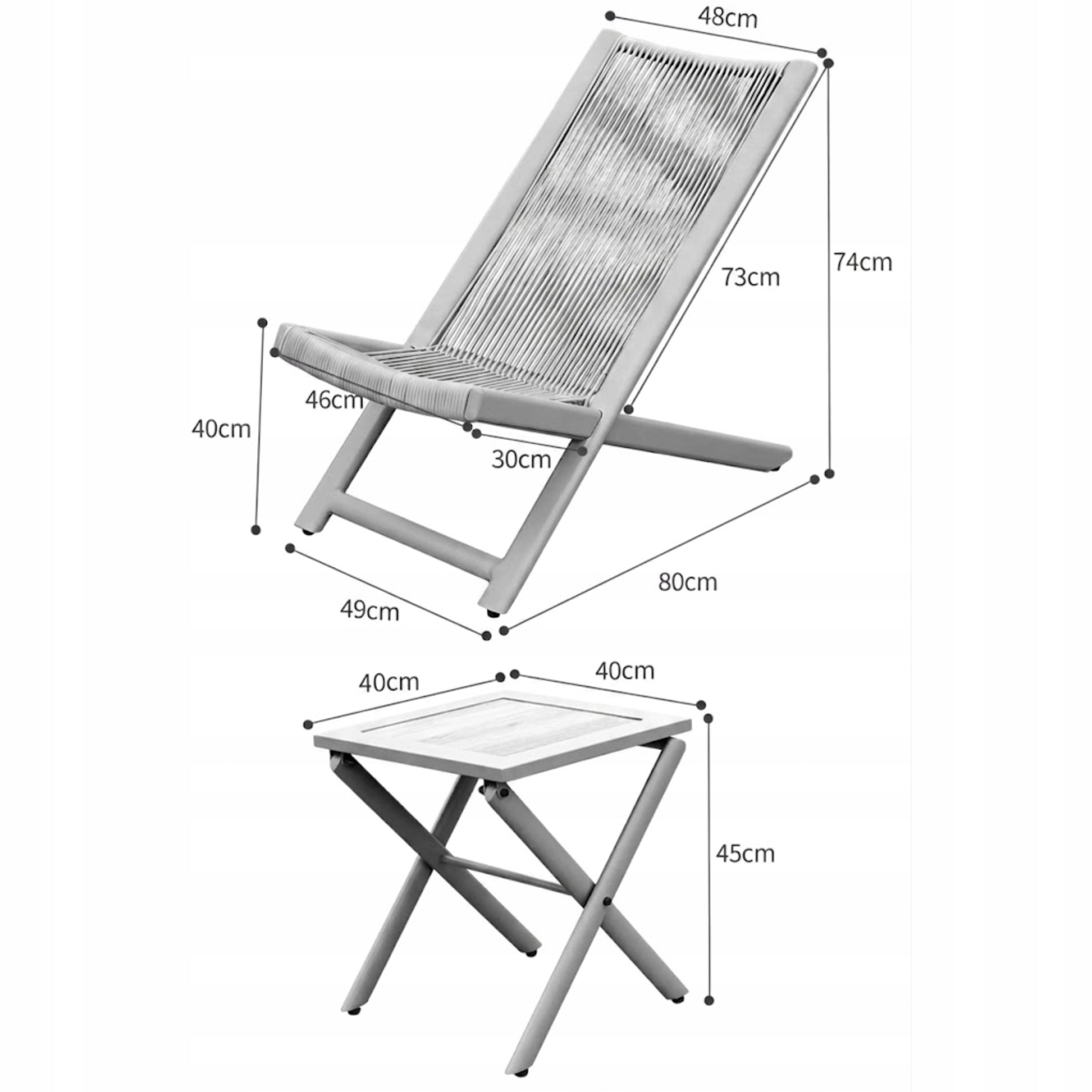 FURNITURE GARDEN SET FOLDING TABLE CHAIRS FOLDING ON TARS BALCONY 2x+1 Line KADO