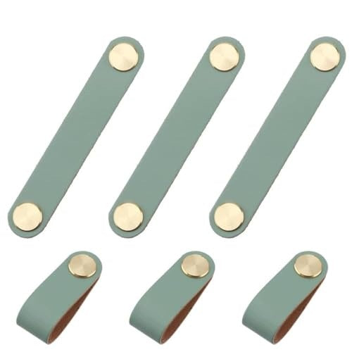 FURNITURE HANDLES LEATHER COPPER FOR DRAWER CABINETS DRESSERS 6 PIECES leather Brand no brand