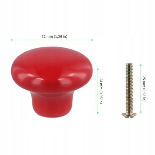 FURNITURE KNOBS CERAMIC RED ROUND FOR CABINET 24 PCS. steel Manufacturer code Bez marki