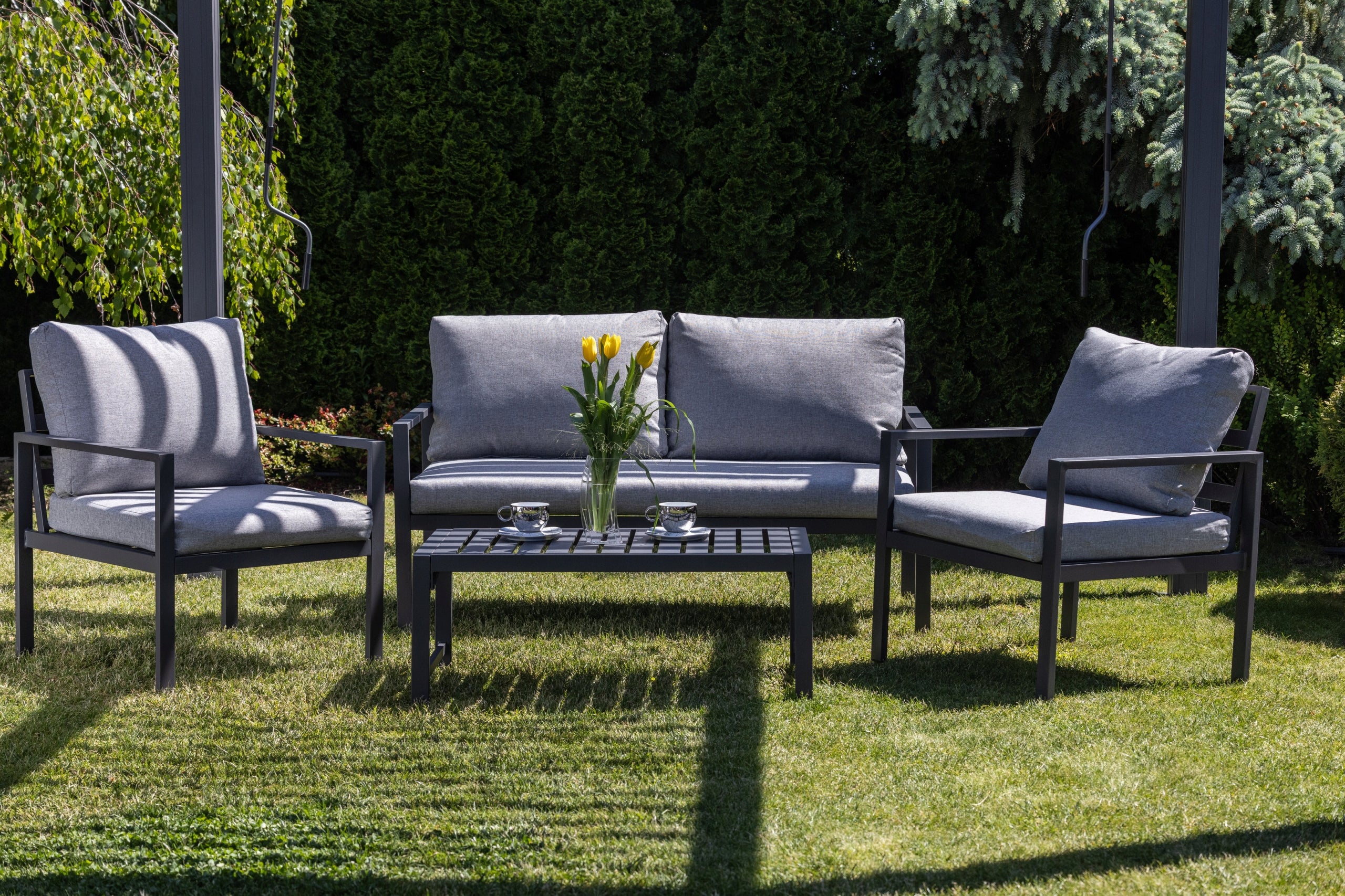 FURNITURE SET ALUMINUM GARDEN SET 4 PERSONS 2 ARMCHAIRS SOFA TABLE Manufacturer code M-301