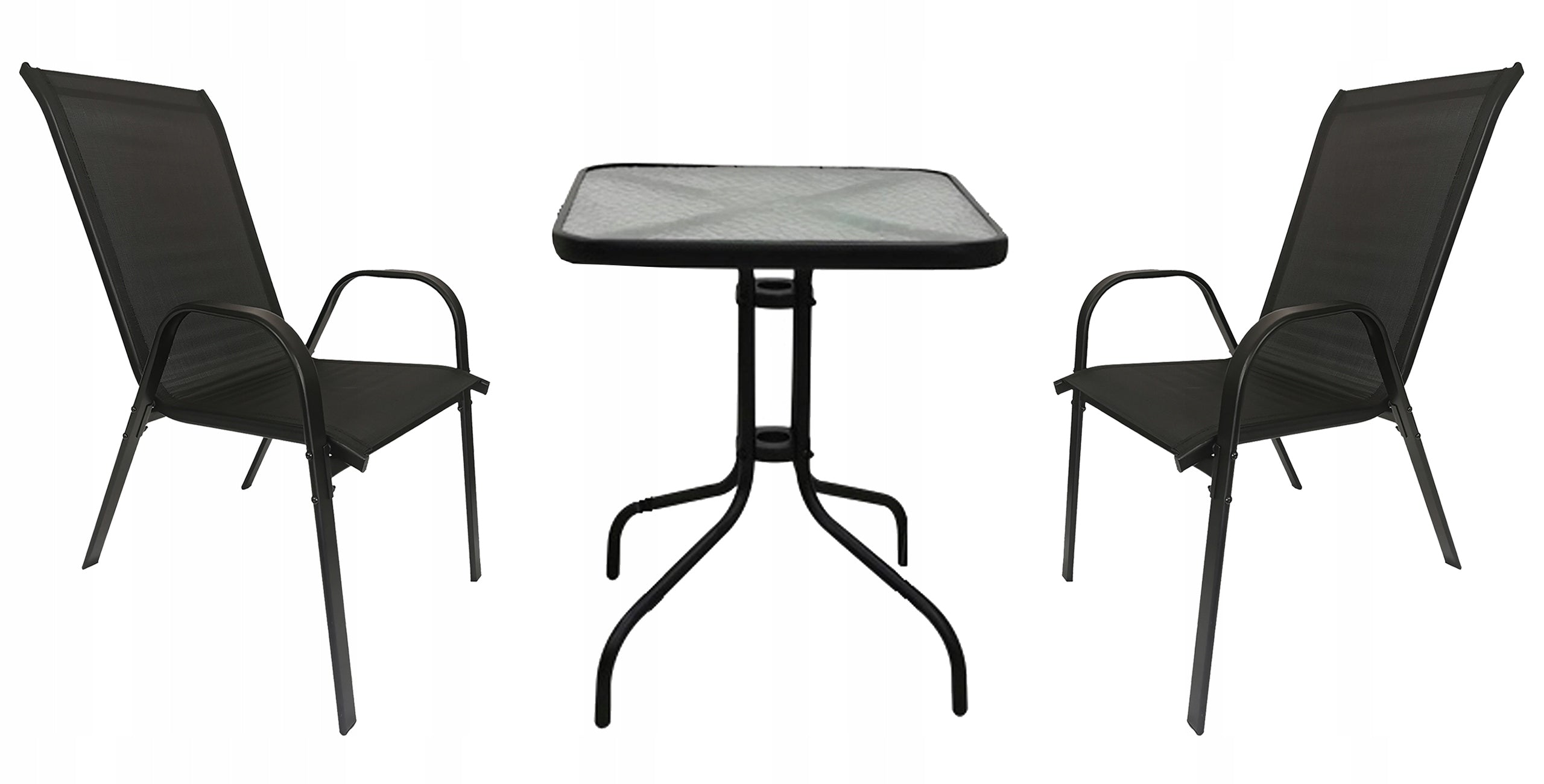 FURNITURE SET BALCONY GARDEN TABLE + 2x CHAIRS BERGAMO 6060 MI 2os. BLACK