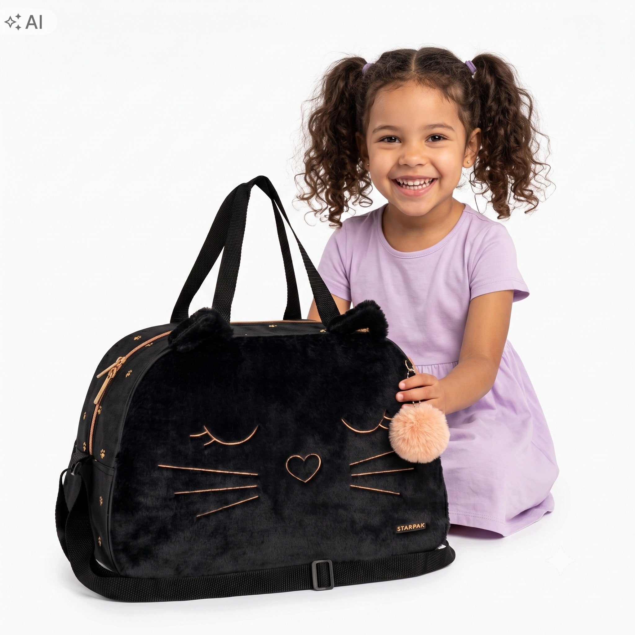 FURRY SPORTS BAG SCHOOL KITTY FOR SWIMMING POOL WF FOR GIRLS BLACK XL