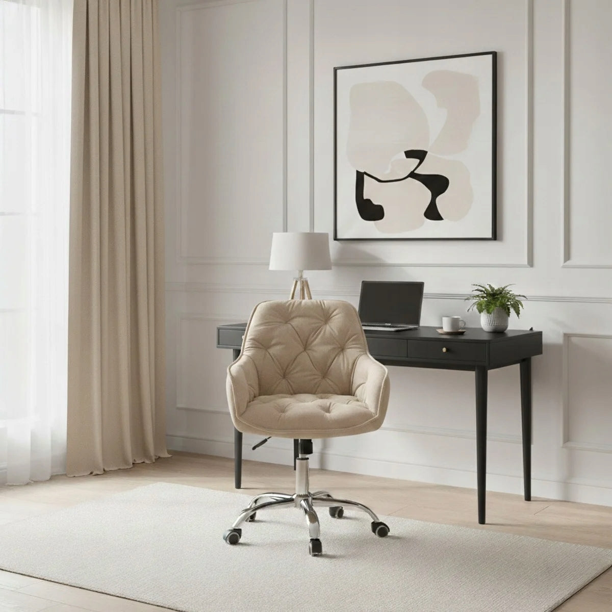 FUSSY armchair in swivel fabric beige 57x61x80-90 cm HOMLA Packaging status original