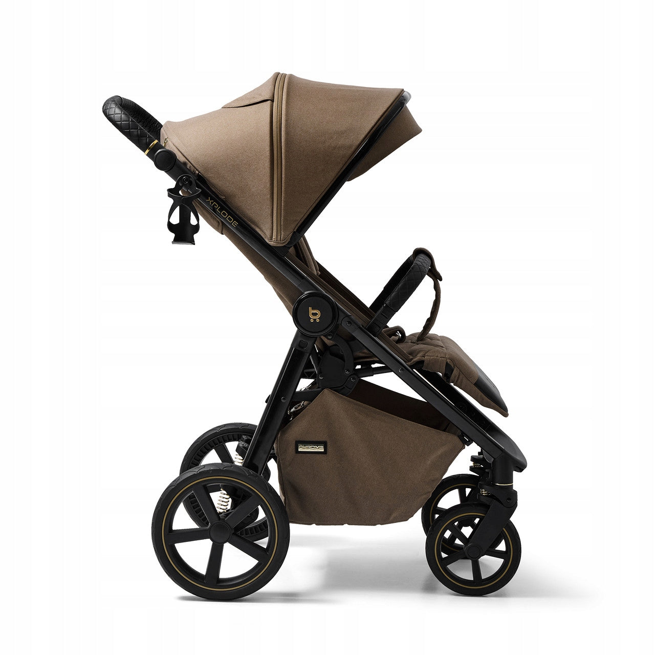FUTURE DESIGN STROLLER XPLODE CHROME STROLLER FOR BABY UP TO 22 KG LARGE WHEELS Color black shades of brown and beige