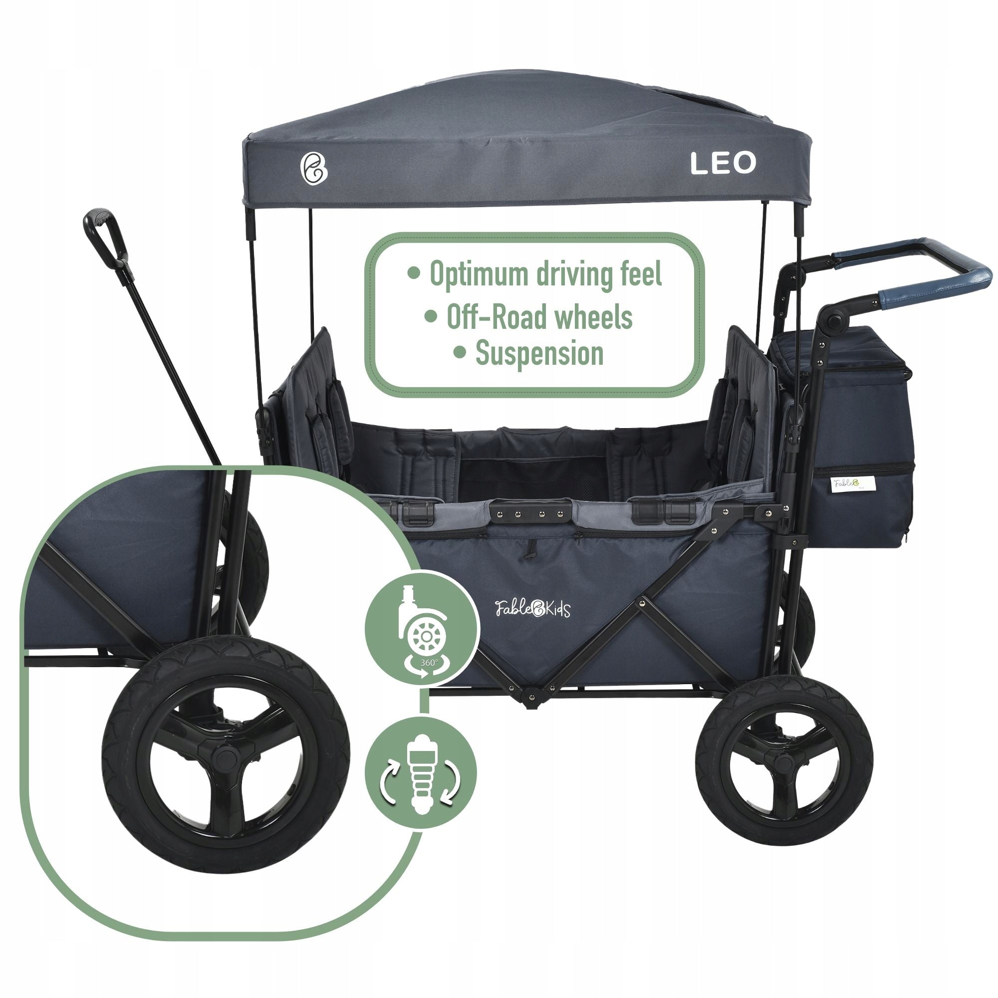 FableKids – Stroller Wagon | LEO X4 Plus | Blue Manufacturer code LEO-4XPLUS-blue