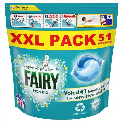 Fairy Non Bio Pods Baby Washing Capsules Sensitive Skin 51 Pieces