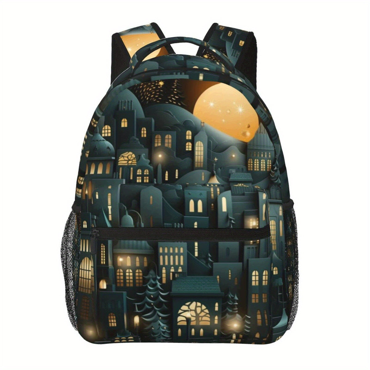 Fairy Tale Town Backpack - Vibrant Cityscape Design, Lightweight, Tablet Compartment