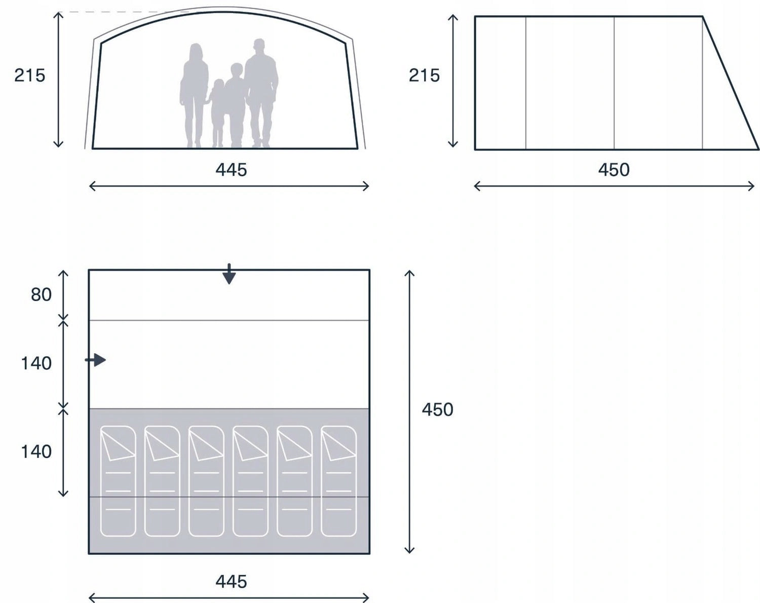 Family camping tent Kampa Dawlish 6 people | Zint. floor Manufacturer code 5056446118170