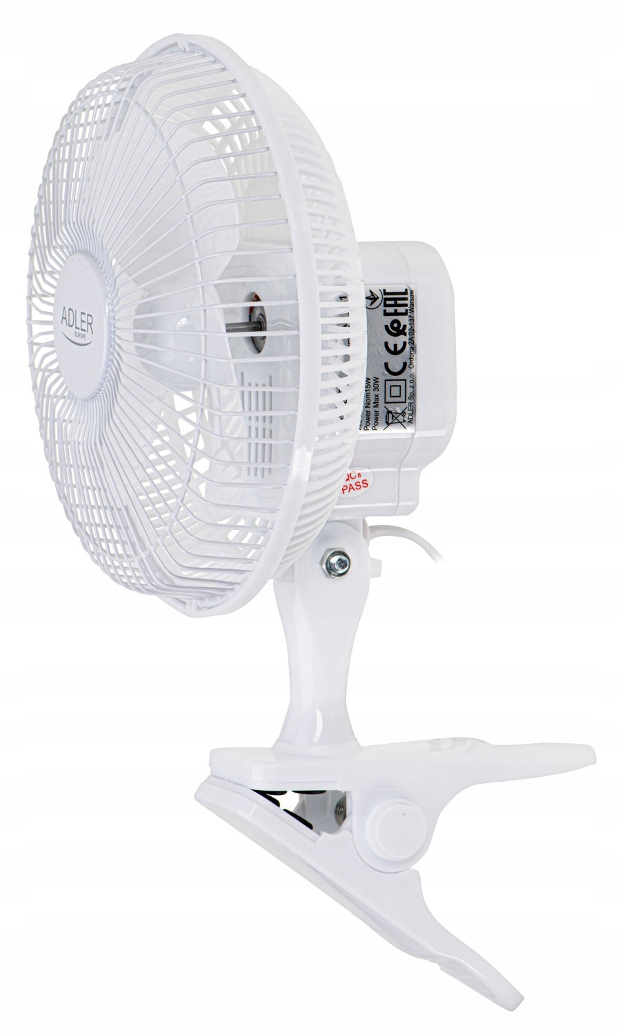 Fan Adler 7317 Standing 2 Modes Desk Speed With Clip 15cm 30W Model Wentylator Adler 7317 Stojący 2 Tryby Prędkości
