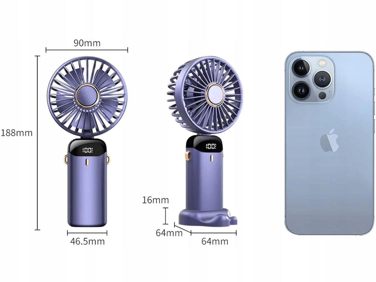 Fan Handheld Windmill Wireless Portable Mini Ventura 7h 1800mAh Manufacturer code Wentylator ręczny