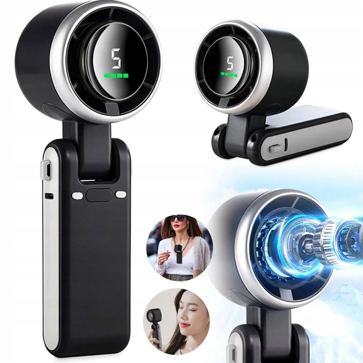 Fan Mini Handheld Fan Portable Cooling Quiet Black