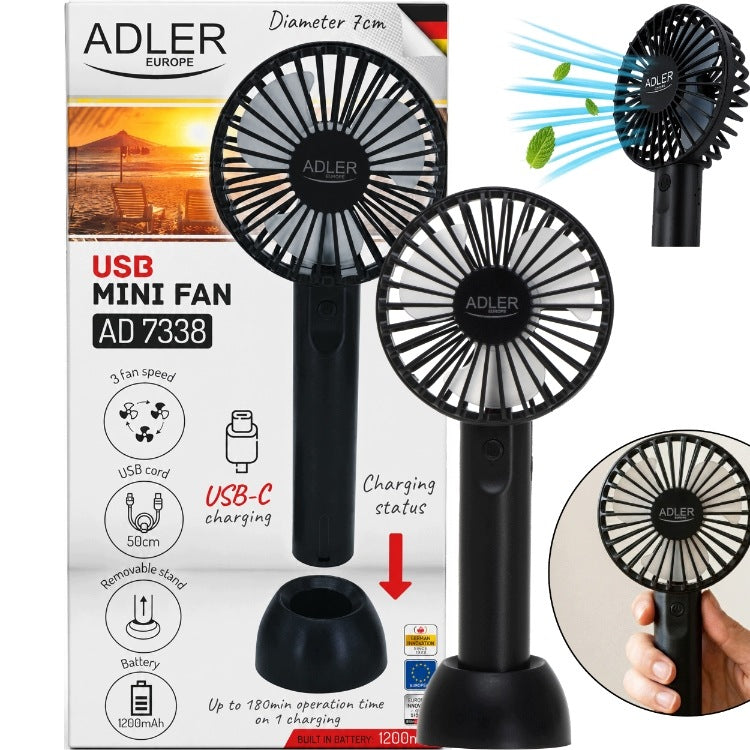 Fan Portable Mini Adler Ad 7338 USB Rechargeable For Travel Agency Manufacturer code AD7338