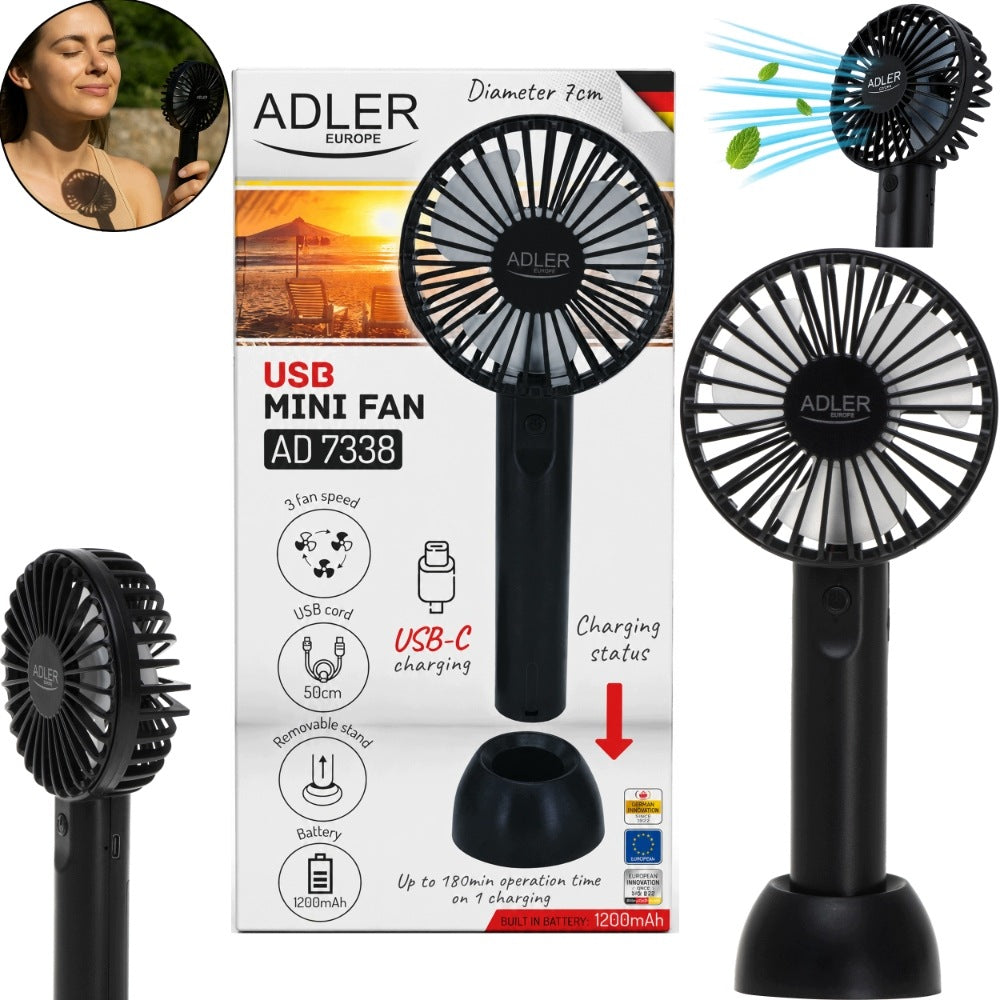 Fan Portable Mini Adler Ad 7338 USB Rechargeable For Travel Agency