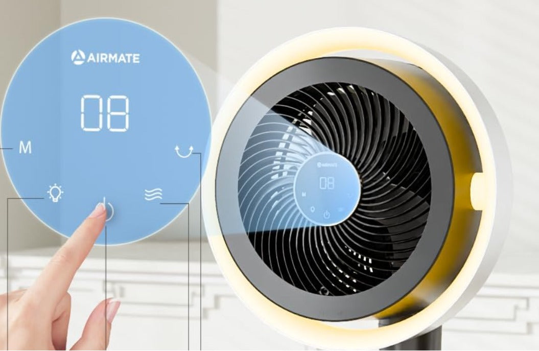 Fan RGB LED lighting quiet 25db remote control 16 speed turbo fan Manufacturer code Airmate