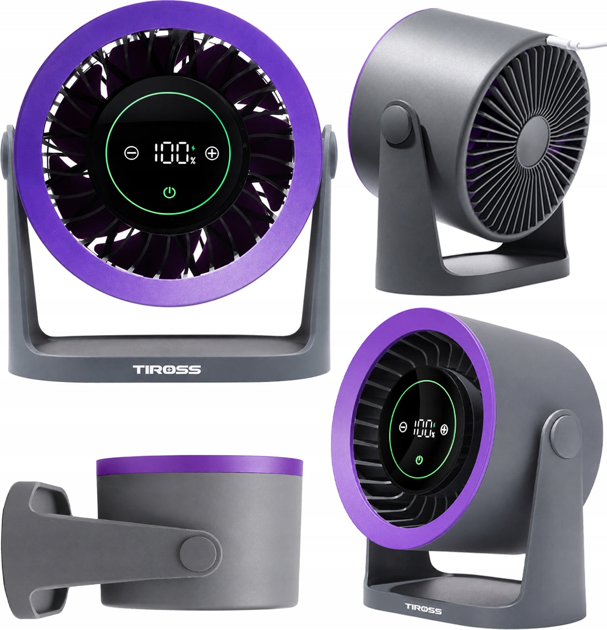 Fan Tiross fan powerful large desktop battery titanium graphite