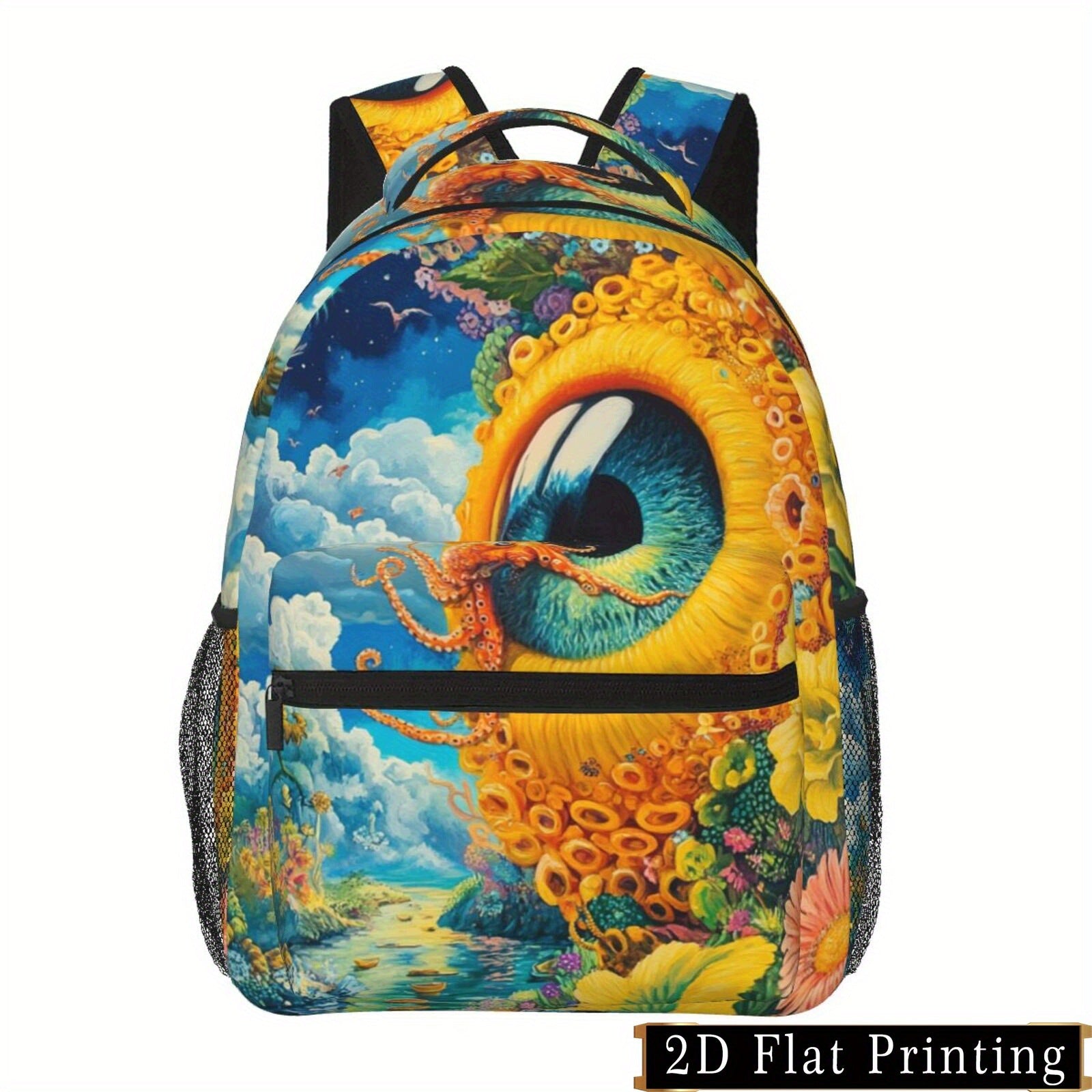 Fantasy Eye Print Backpack with Waist Protection for Laptop