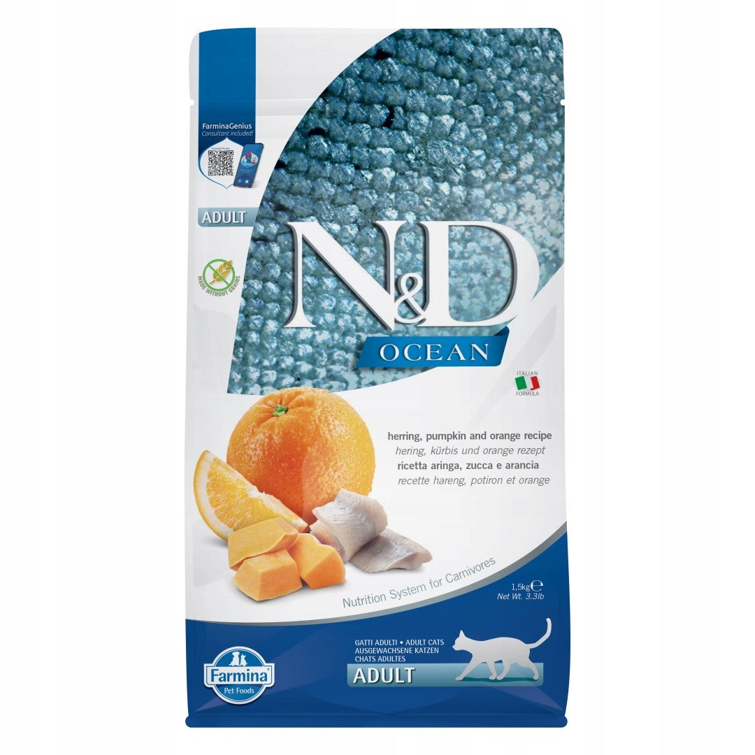 Farmina N&D Cat Ocean 1,5kg Dry Cat Food Herring with Pumpkin and Orange