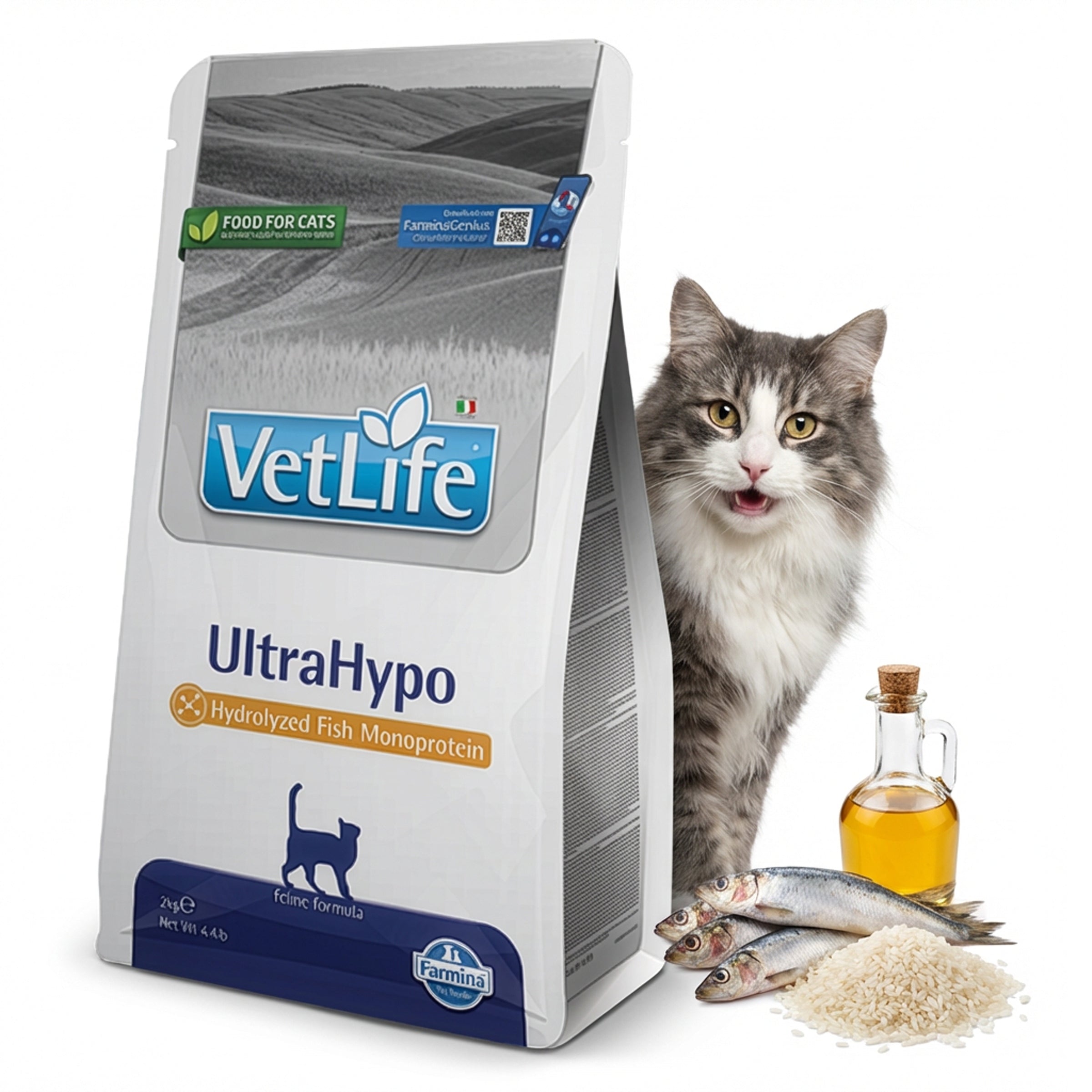 Farmina Vet Life ULTRAHYPO 2kg hypoallergenic cat food allergy