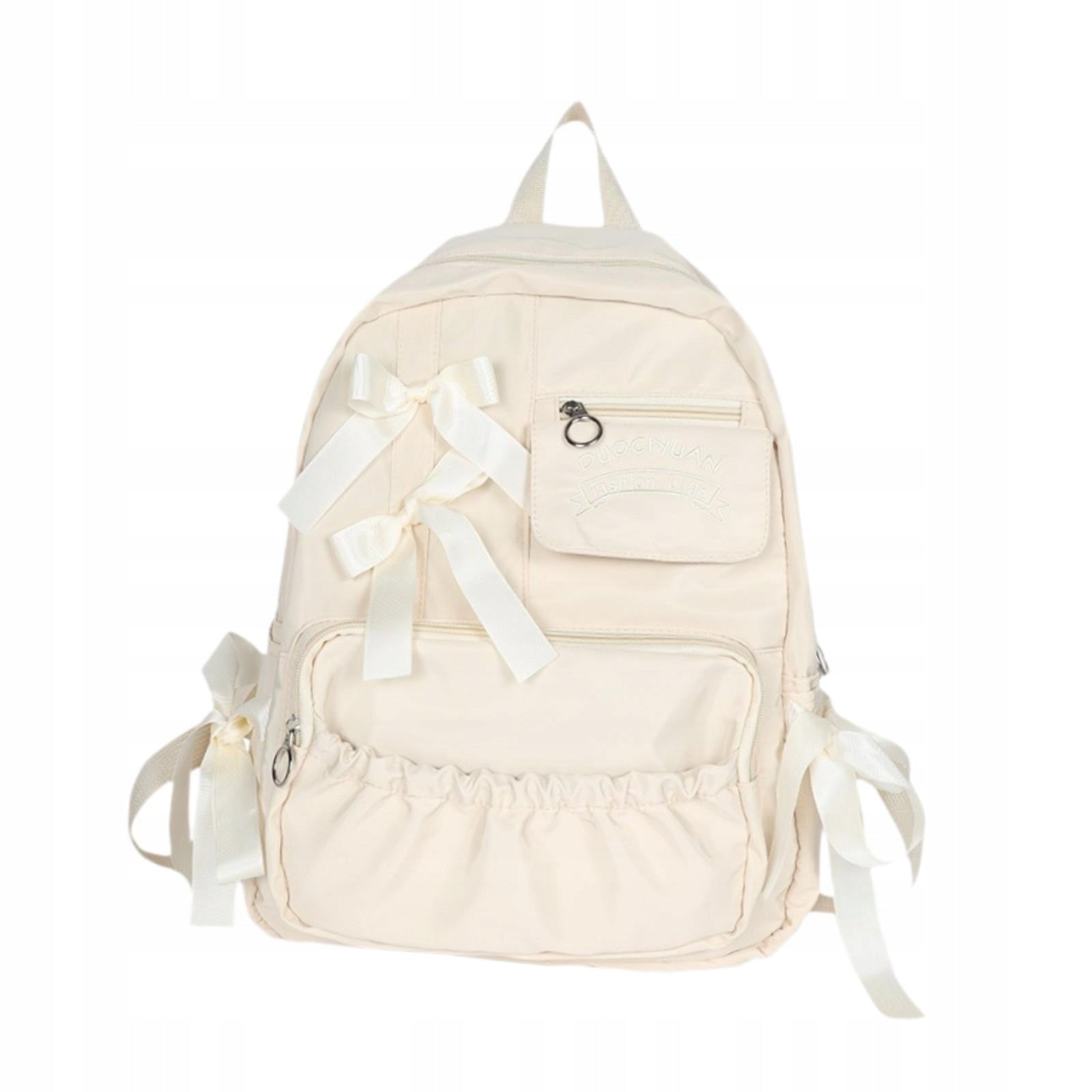 Fashion School Backpack with Ribbon Bowknot for Teen Girls, Student Beige Manufacturer code 11171122478