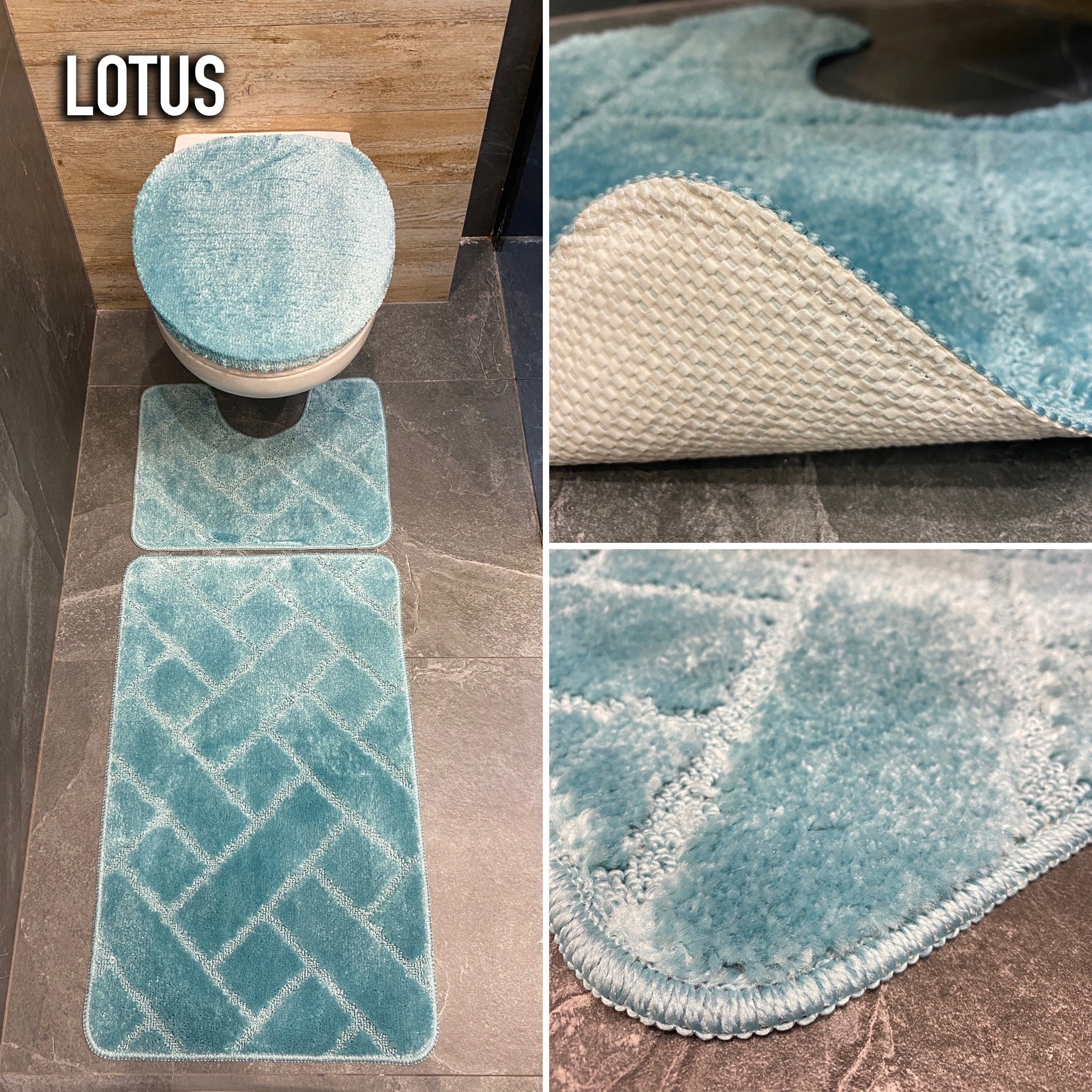 Fashionable 3-piece rubberized bathroom mats Brand Sindbad