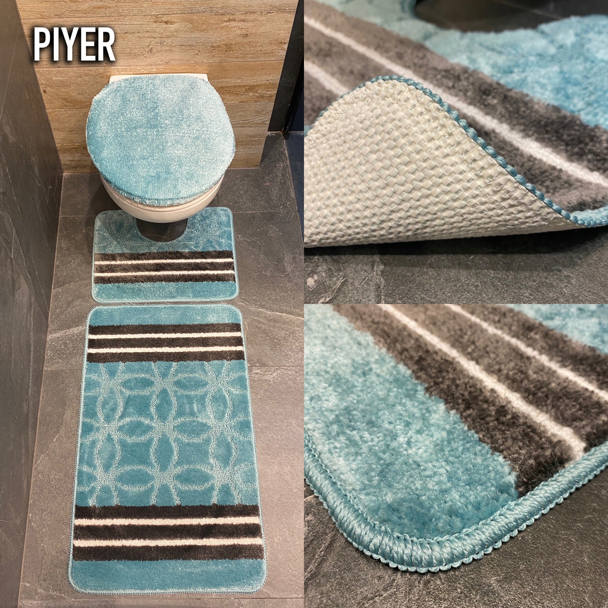 Fashionable 3-piece rubberized bathroom mats Manufacturer code Dywaniki łazienkowe