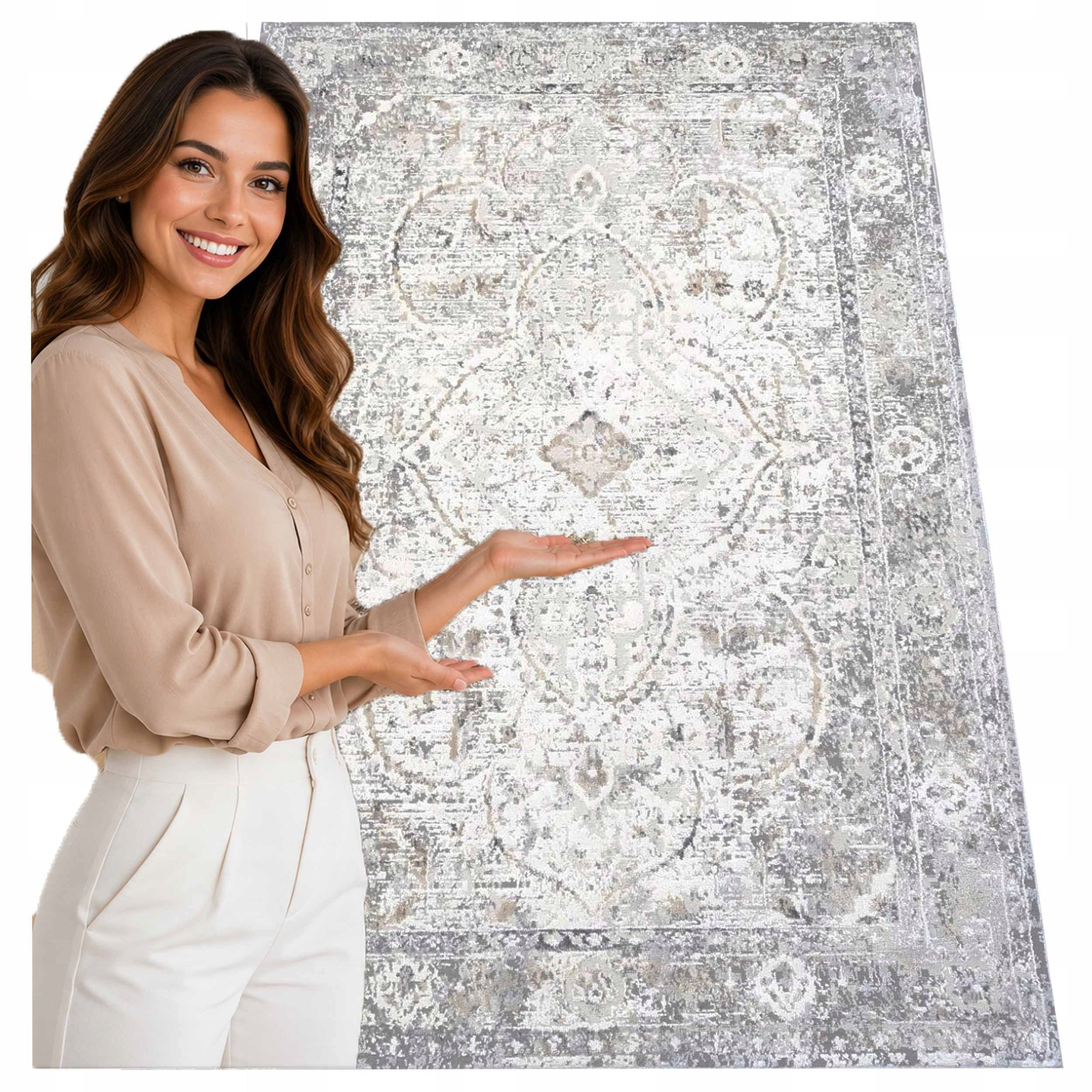 Fashionable Carpet Aged in Grey Shade for Living Room Bedroom 2x3 m