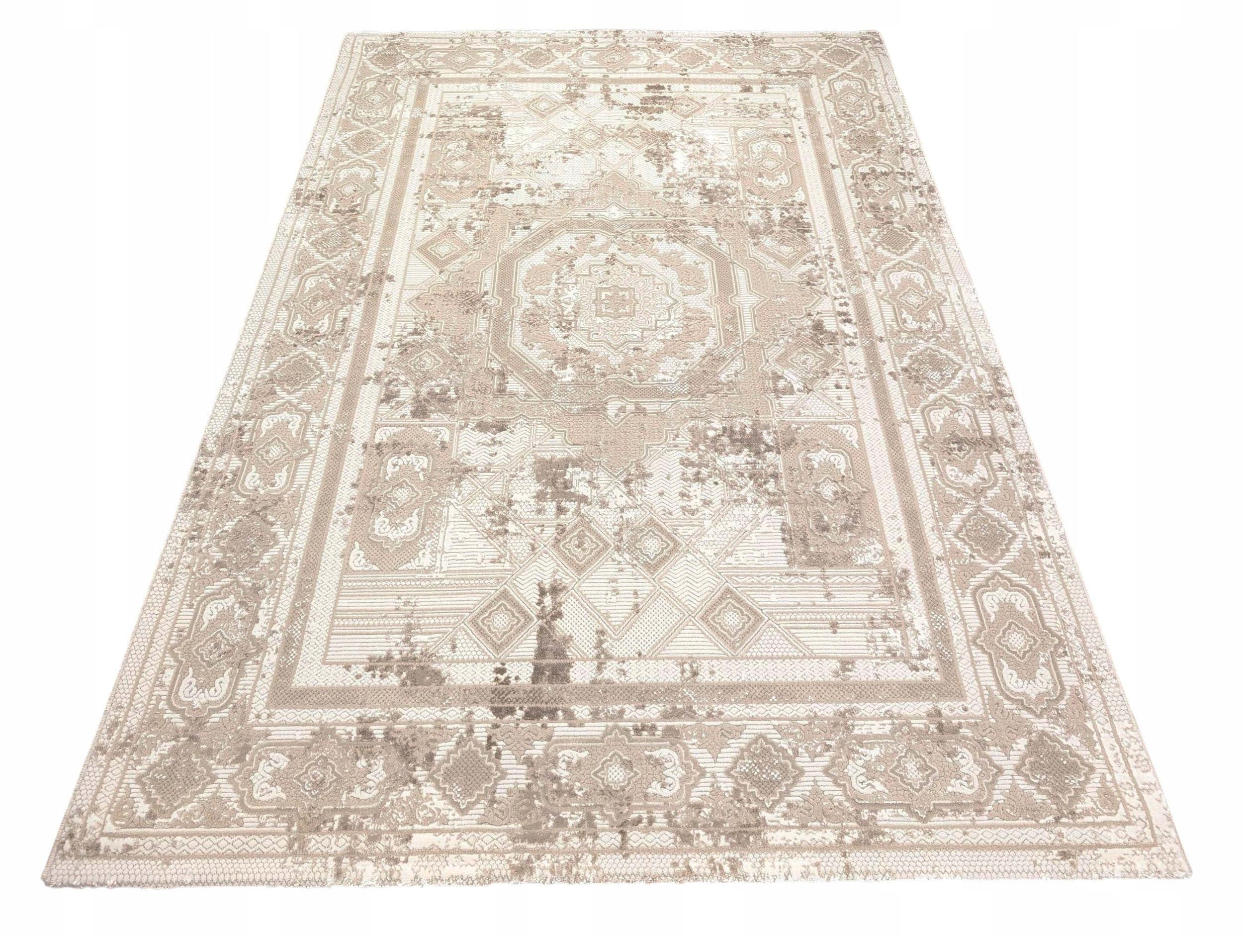 Fashionable Carpet For Living Room Bedroom Oriental Light Beige Thick 140x200 cm