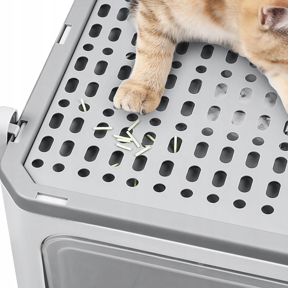 Fashionable Square Cat Cuvette with Drawer, Filter and Spatula | 52×39×39cm Color gray