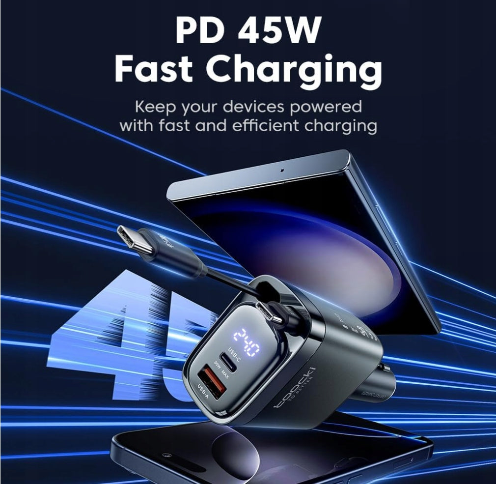 Fast Car Charger + tir LED 105W 4in1 2x USB-C + Cables Packaging status original