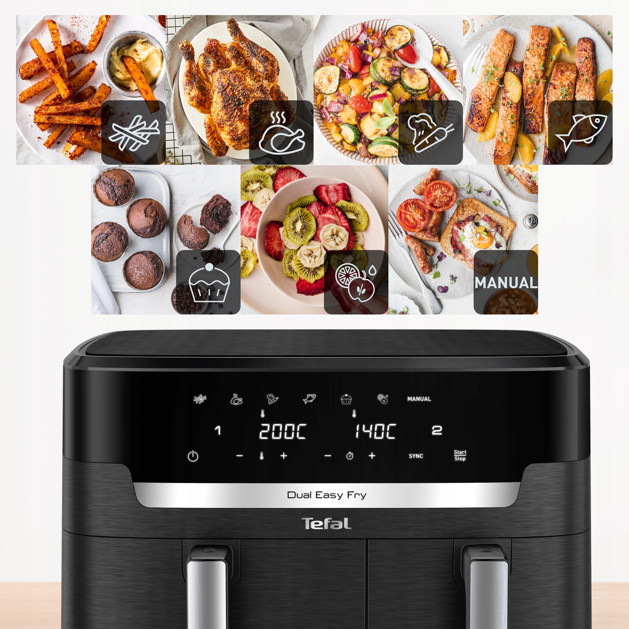 Fat-free air fryer TEFAL EY9428E XXL 11l 2700W two-chamber Air Fryer Brand Tefal