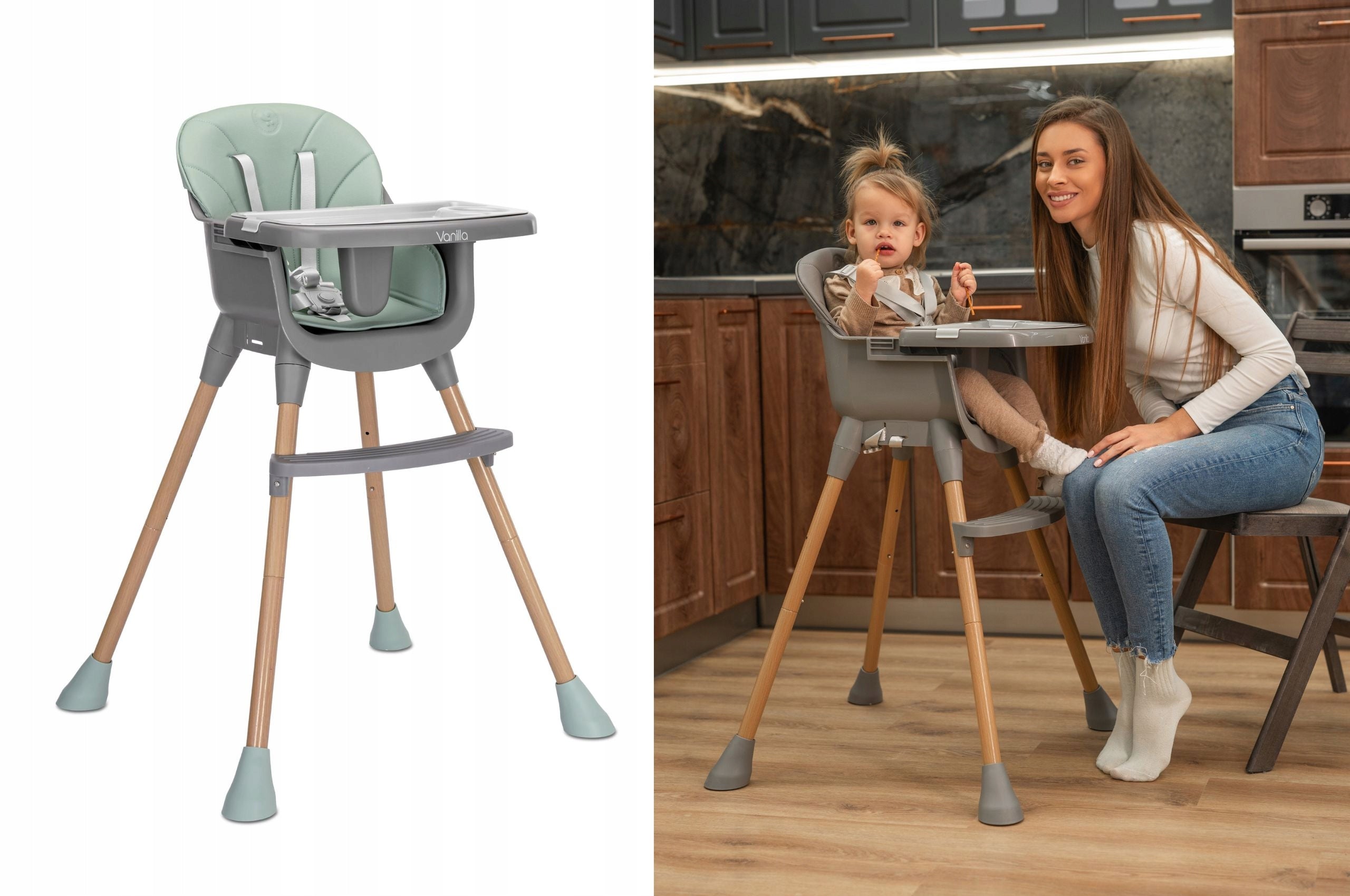 Feeding Chair Folding 3in1 Footrest Tray Belts Table Lorelli Packaging status original