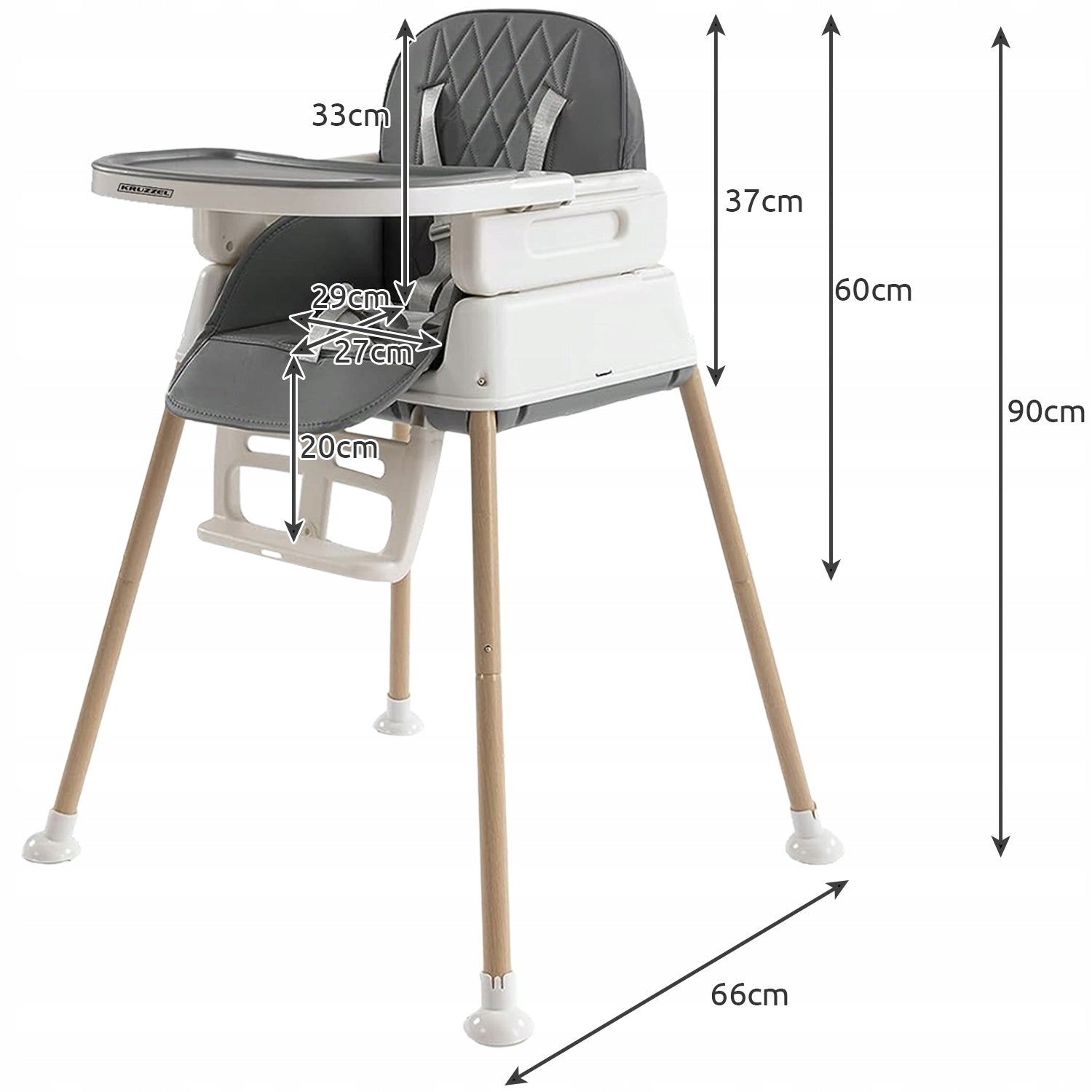 Feeding Chair Seat 6in1 Kruzzel Tray with Footrest on Wheels EAN (GTIN) 5900779943926