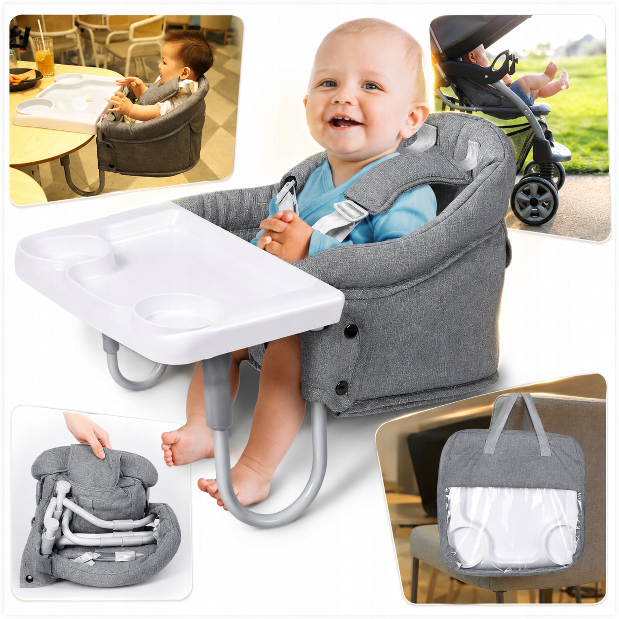 Feeding Chair Table Seat Detachable Tray 5 Pcs Straps Up to 15 kg