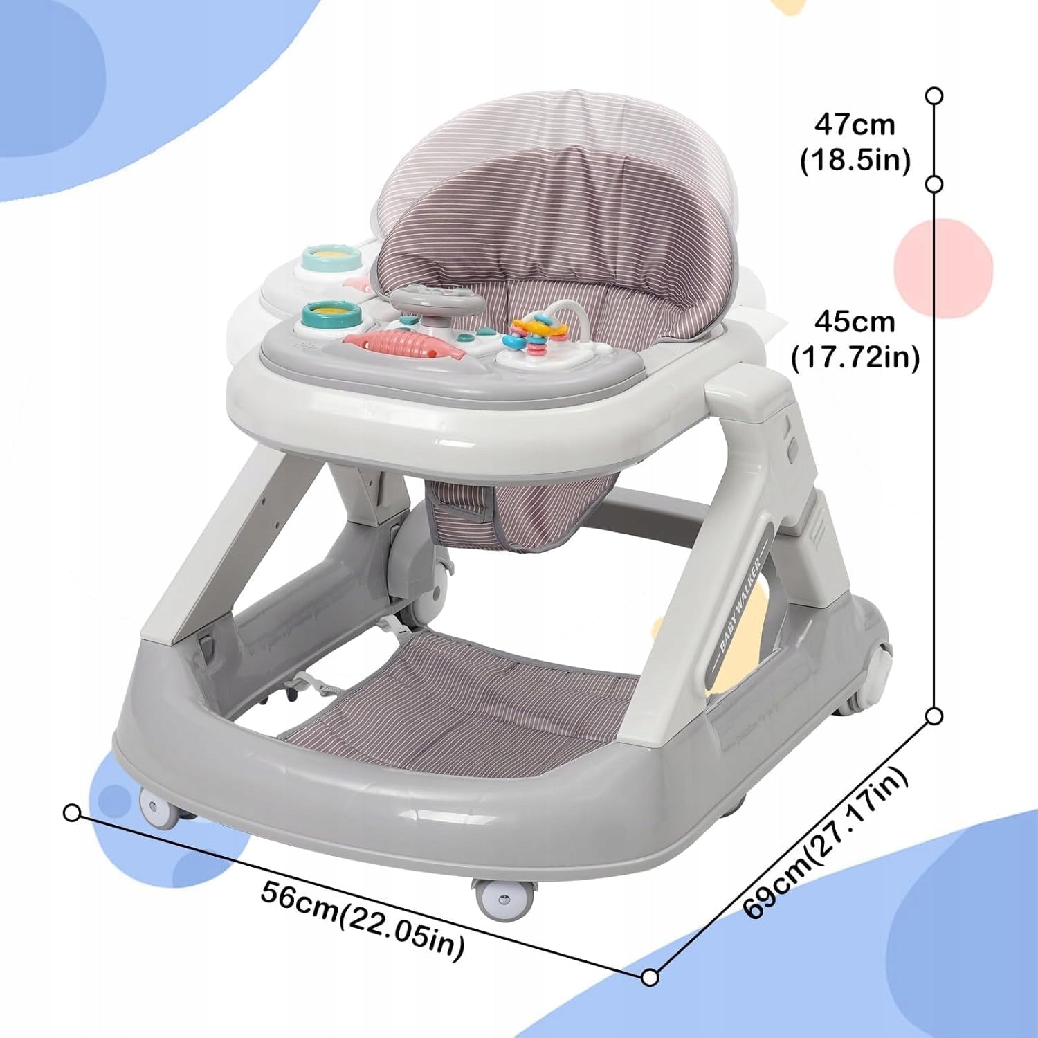 Feeding Chair With Tray Adjustable On Wheels 6-18m Brand no brand