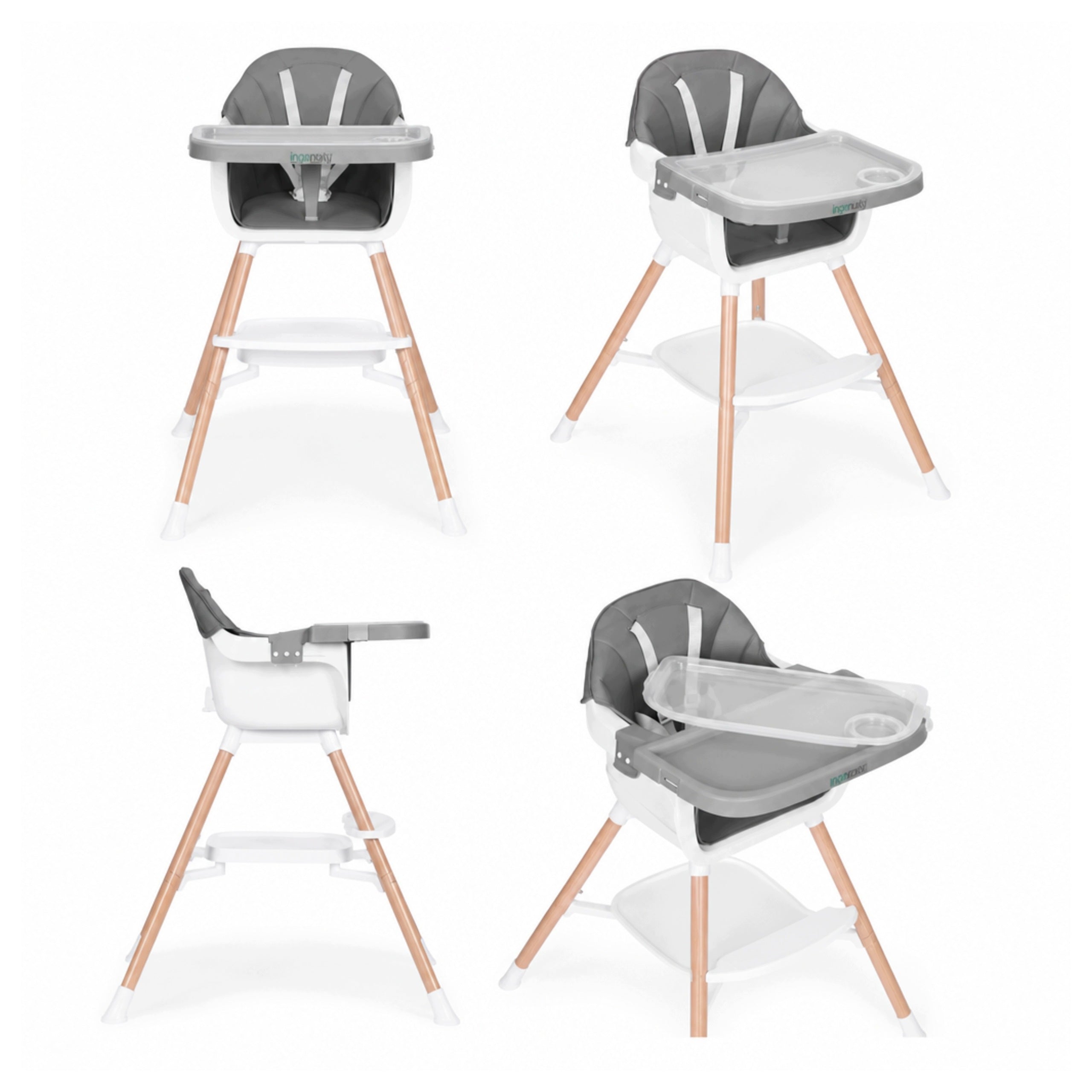 Feeding Seat 2in1 Grey - Stable Highchair for Children 6-36 M