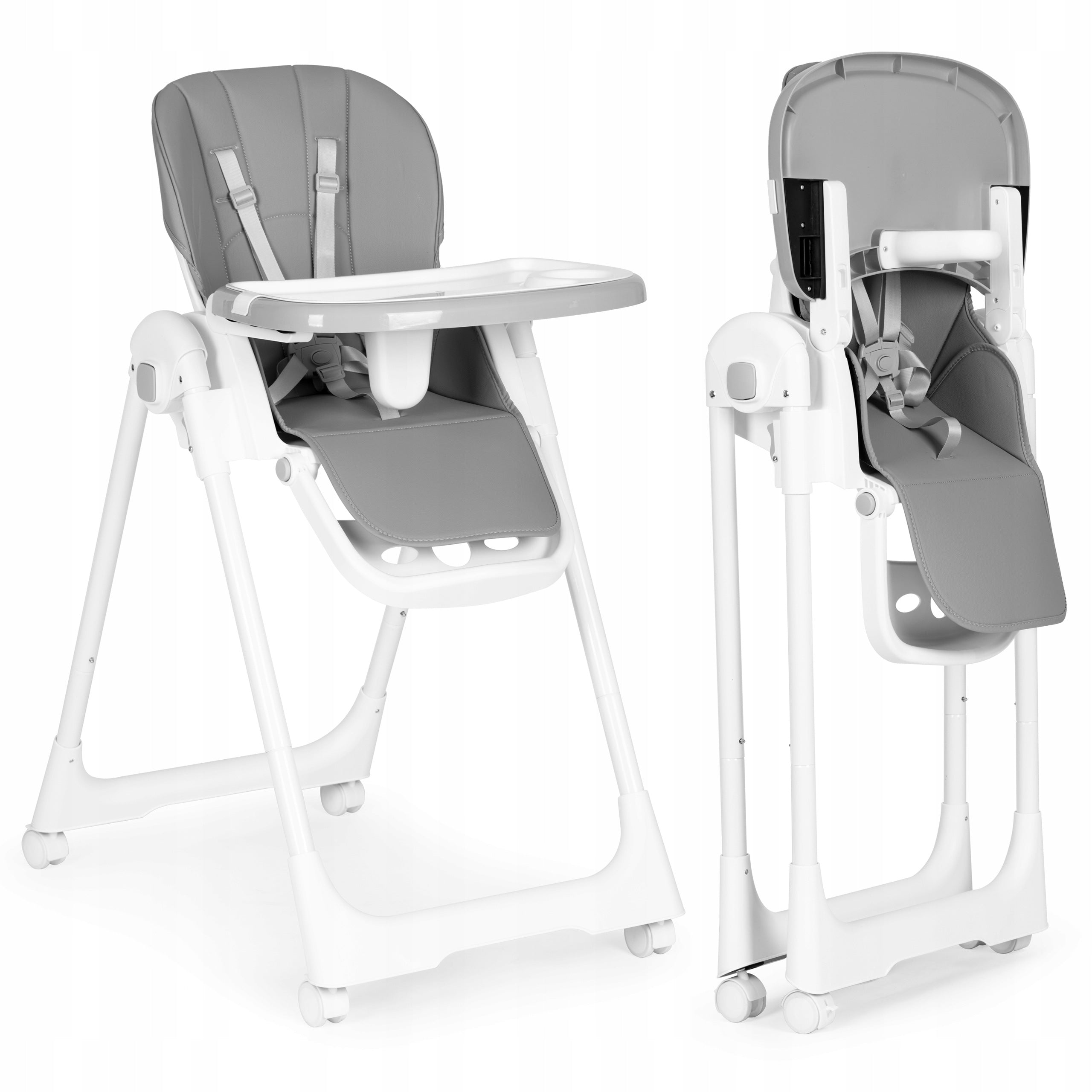 Feeding chair adjustable faux leather double tray ECOTOYS