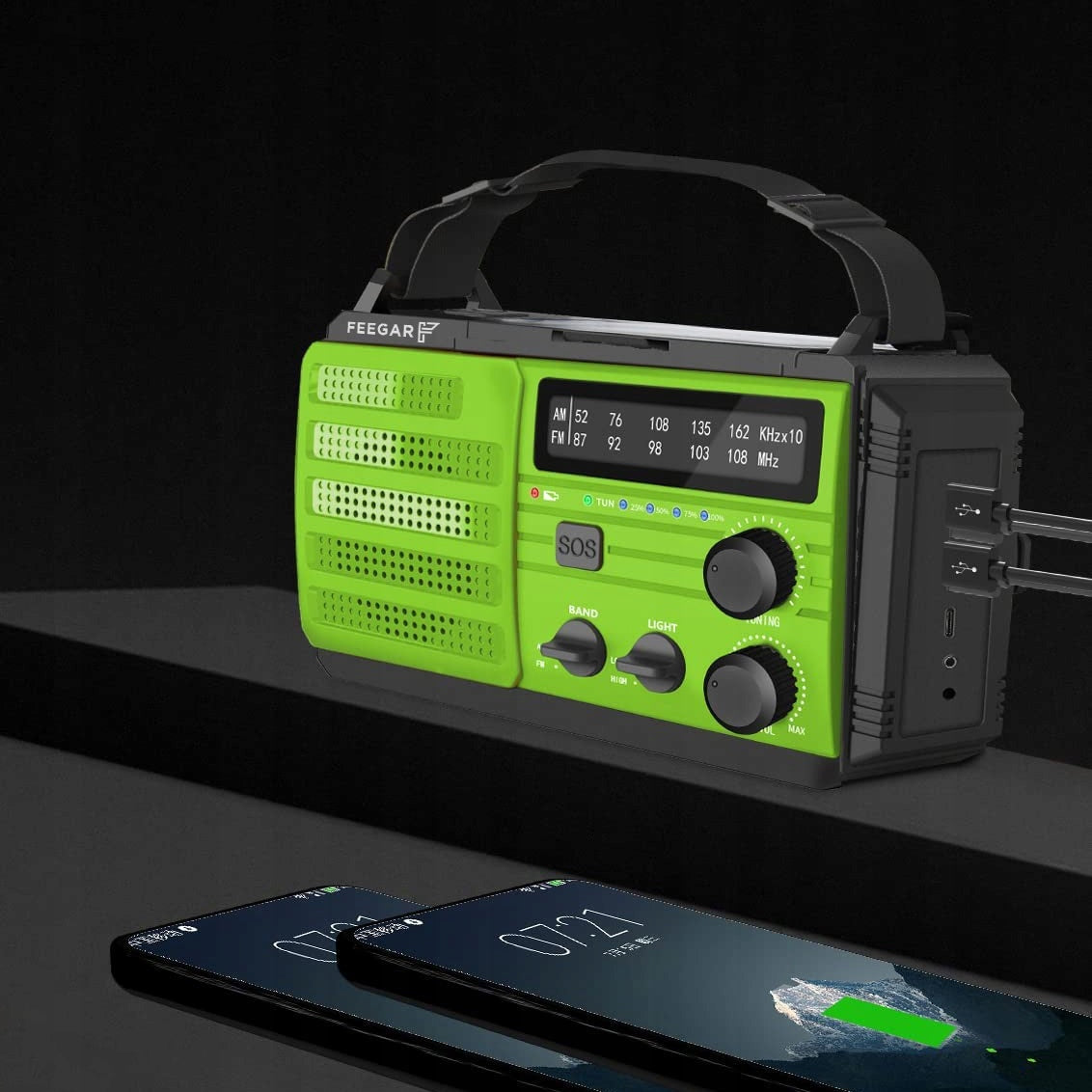 Feegar OZE3 FM Radio AM Construction Network Portable Solar 8000mAh Flashlight Brand Feegar