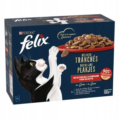 Felix Deliciously Sliced cat sachet set SLICES in GALAR. 12x80g