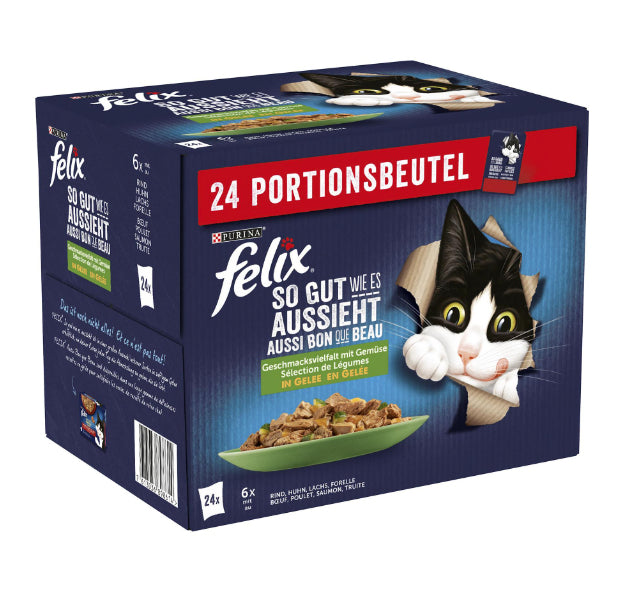 Felix Fantastic Cat Food Mix of Flavours with Vegetables 24x85g Jelly 2kg Age of the animal adult cats